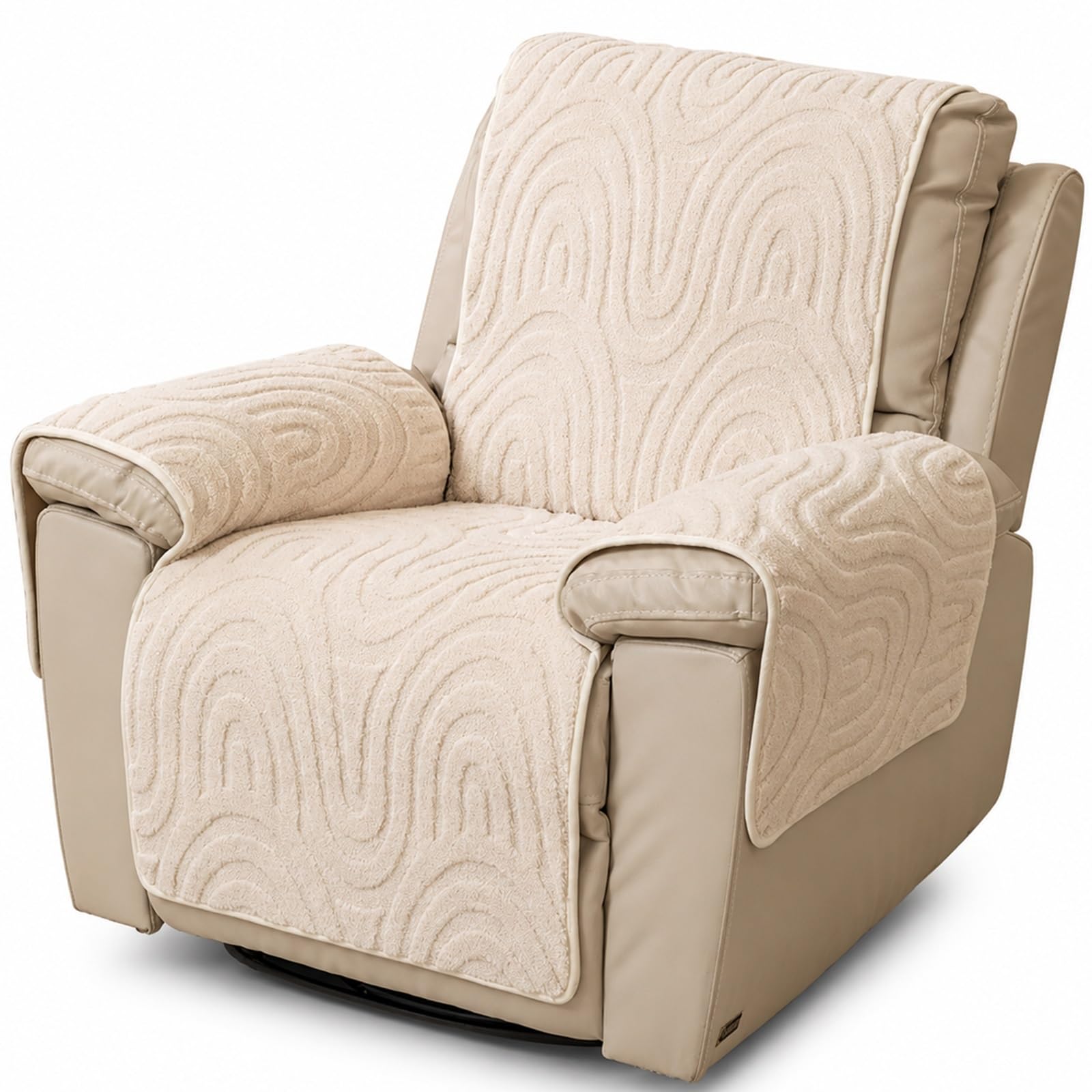 GZGLZDQ Recliner Chair Cover Non-slip, Armchair Cover Pet-safe Washable, Recliner Sofa Covers in Short Plush, Breathable Armchair Cover for Single Chairs Recliners Armchairs(E-white)