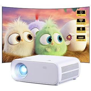 Full HD Beamer, 18000 Lumens hohe Helligkeit, WiFi/Bluetooth Heimkino Beamer, verlustfreie audiovisuelle Übertragung ohne Latenz, tragbarer Outdoor Projektor - Amazon product rated Grade A
