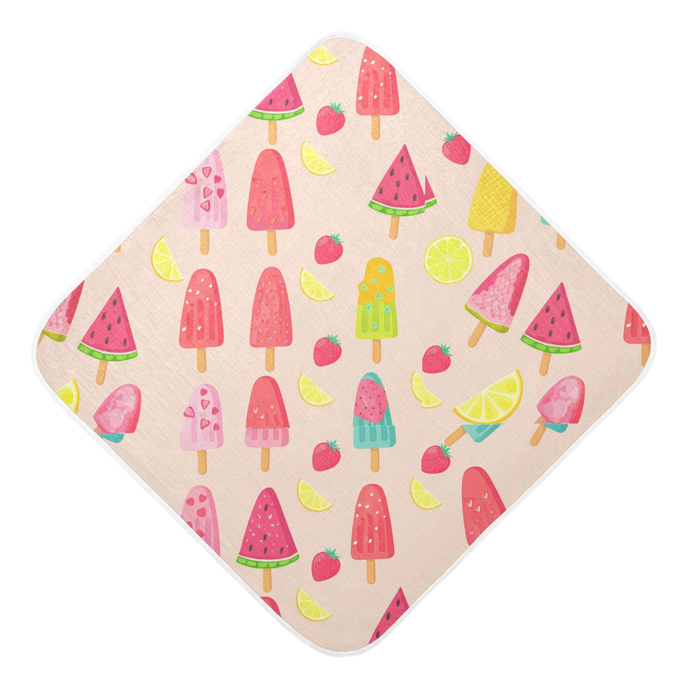 Kigai Baby Hooded Towel Absorbent Baby Bath Shower Towel with Hood for Newborn Boys Girls Babies Infant Toddler (Colorful Ice Cream Popsicles 30 x 30 in)