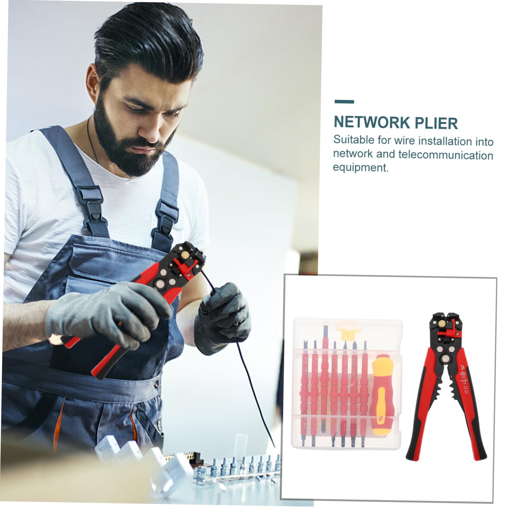 jojofuny 2sets Cacciaviti Isolati e Strumento Per Stripping Fili Kit Per Elettricisti e Utensile Multifunzionale Impugnatura e Componenti Resistenti