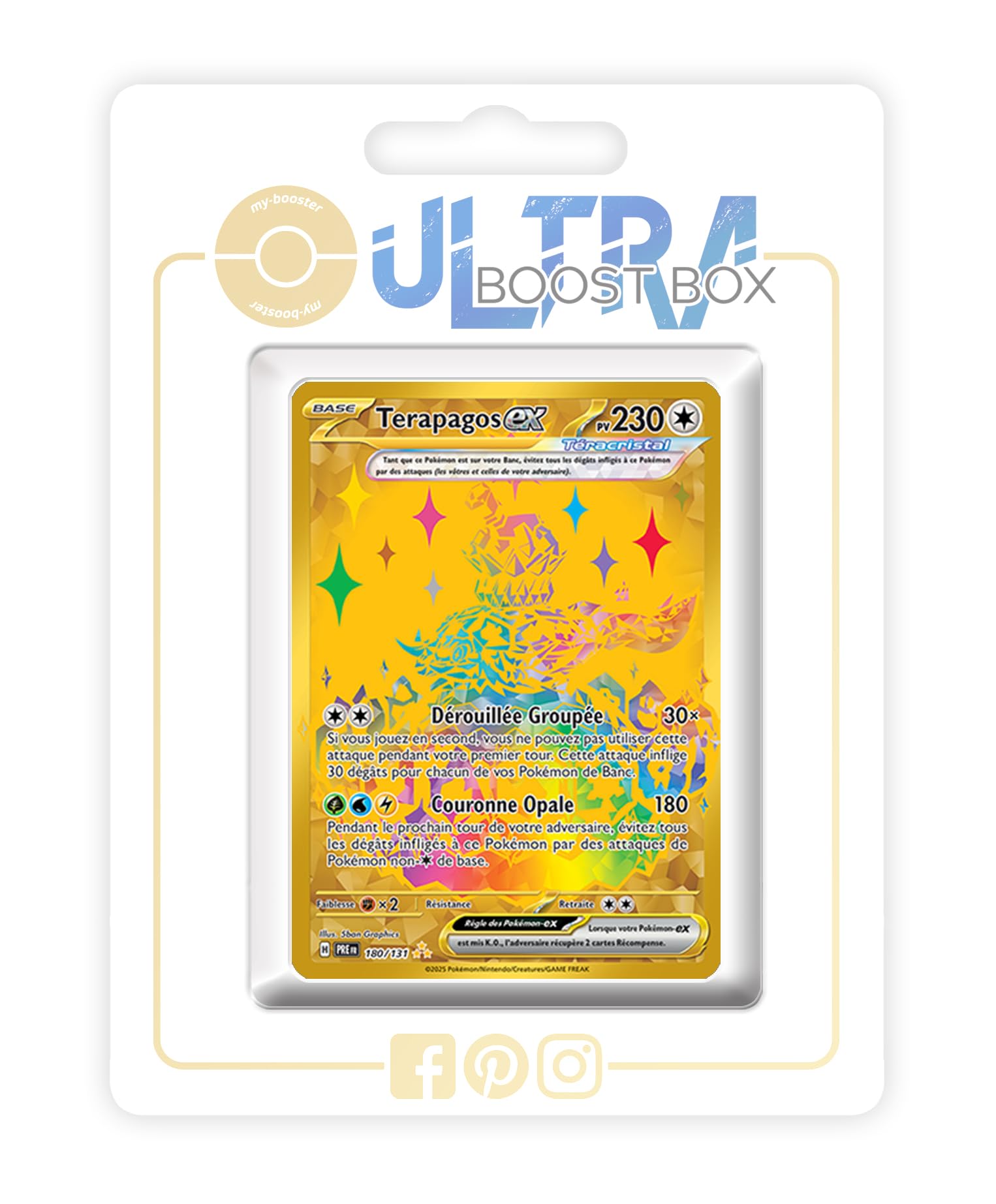 my-booster Terapagos ex 180/131 Teracristal Oro segreto X Écarlate et Violet 8.5 Évolutions Prismatiques - Box di 10 carte Pokémon Francese