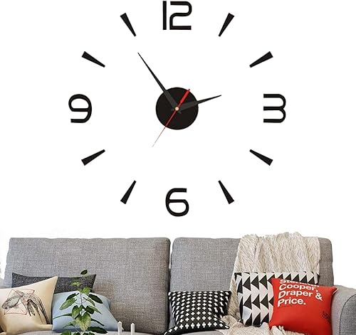 Reloj de pared DIY, reloj de pared DIY sin marco, reloj de pared DIY 15.7 in pequeño negro moderno simple estilo europeo silencioso acrílico sin