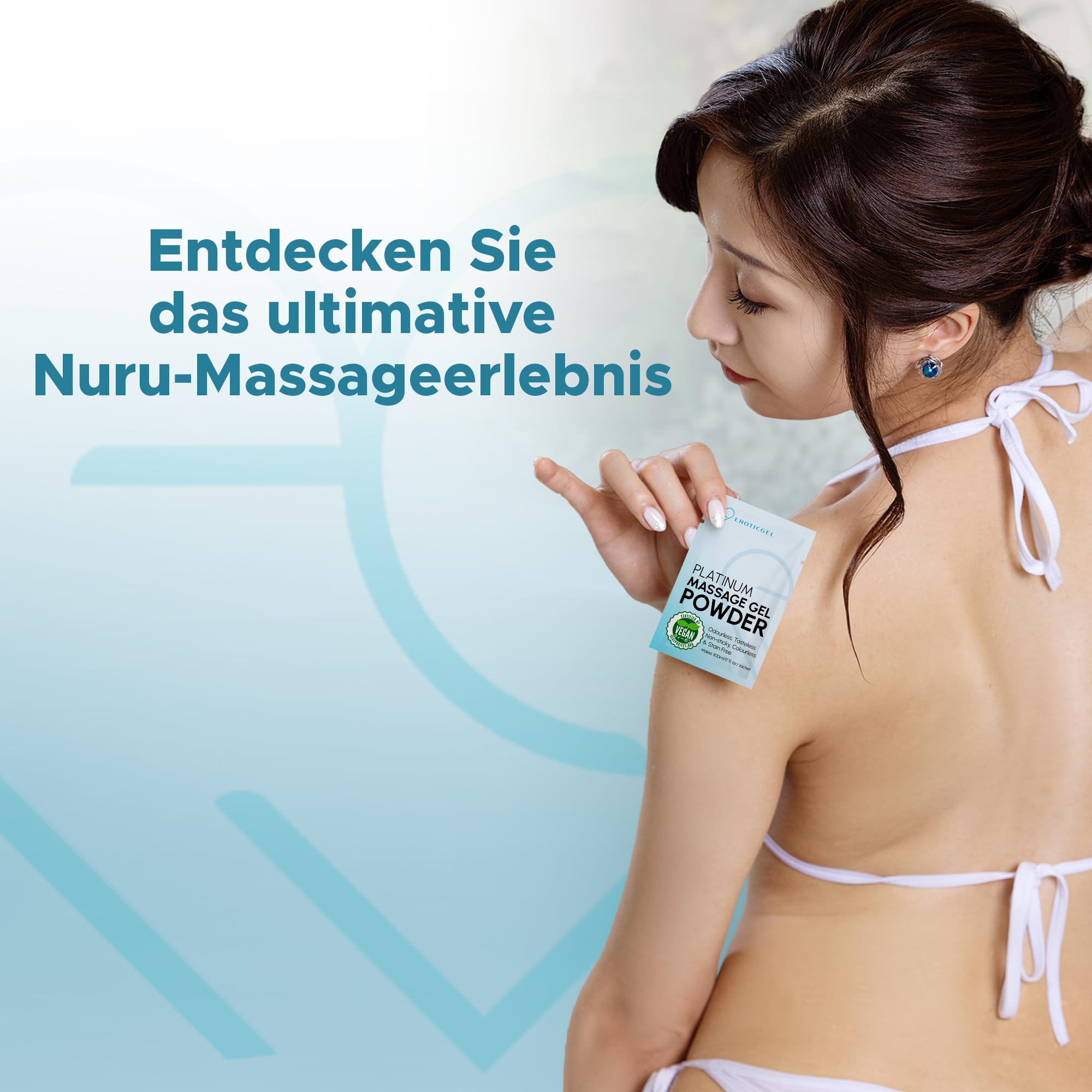 Premium Nuru Massagegel Pulver Platinum, 5x 5 g Sachets, Neutrale Basis, Massageöl Alternative, Made in Japan, Wasserbasiert, Vegan, Parfümfrei, Frei von Parabenen, Ergibt 2,5 Liter