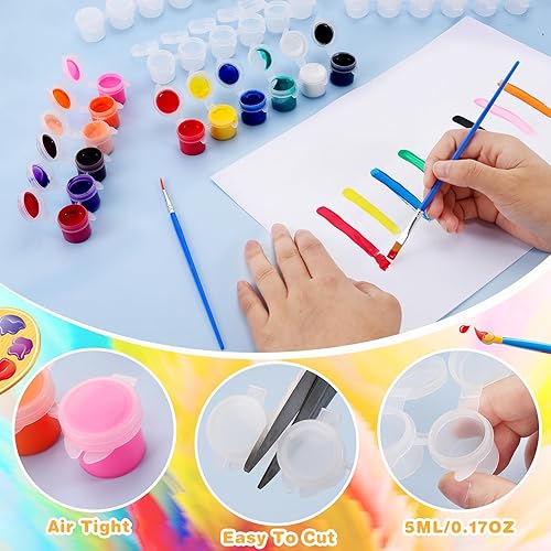 Miniatura 3 de Blcculi 24 tiras, 144 macetas vacías con tapas, tiras de pintura vacías, mini recipientes de almacenamiento con tapas, 12 pinceles, mini recipiente