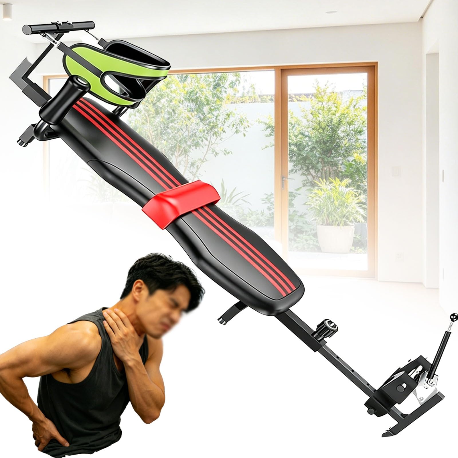 Banco de ejercicios con mesa de inversión, máquina de estiramiento y tracción de cuerpo completo con tracción cervical, mesa de descompresión lumbar for aliviar el dolor de cuello y espalda.