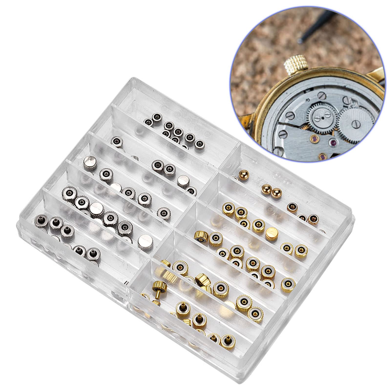 Sostituzione della Corona Dell'orologio, 3,5 Mm / 4,0 Mm / 4,5 Mm / 5,0 Mm / 7,5 Mm Kit di Parti di Ricambio della Corona Dell'orologio in Acciaio Inossidabile Strumento di Riparazione delle Parti del