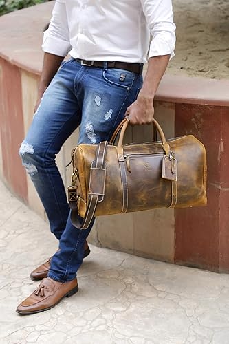 Miniatura 8 de RUSTIC TOWN Combo de bolsa de lona y neceser de cuero, el mejor regalo de viaje masculino para hombres y mujeres