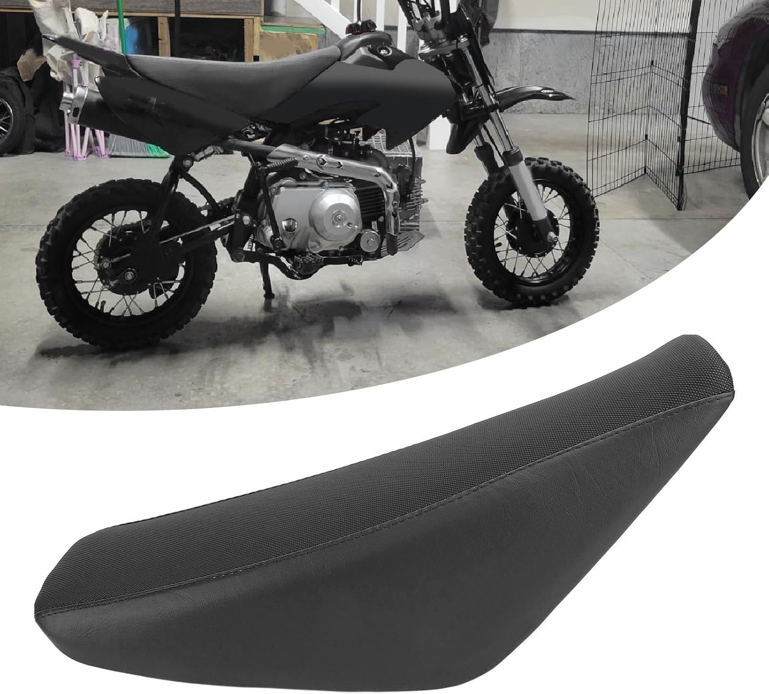 Generic Motorcycle Flat Tall Foam Seat, Motor Trail Bike Tall Seat for CRF50 50 90 110 125 150 160 Pit Dirt Bike (Black)