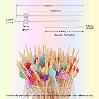 Vista 4 de Minisland Palillos de cóctel rosa fucsia perla, palillos de bambú elegantes de 4.7 pulgadas de largo para aperitivos, pinchos decorativos