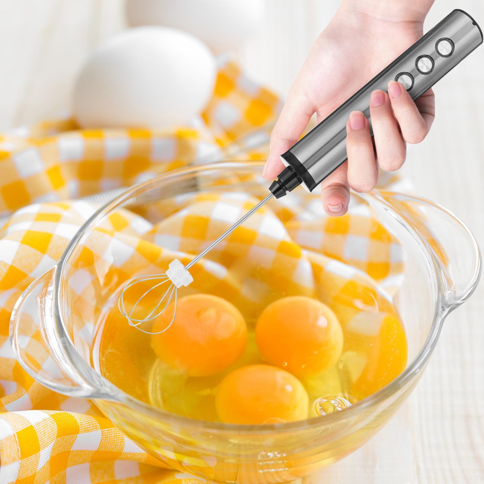 DOITOOL Espumador de Leche Eléctrico Y Batidor de Huevos Portátil, Espumador de Café Ajustable para Uso Doméstico, Juego de Batidores de Mano Recargables por Usb