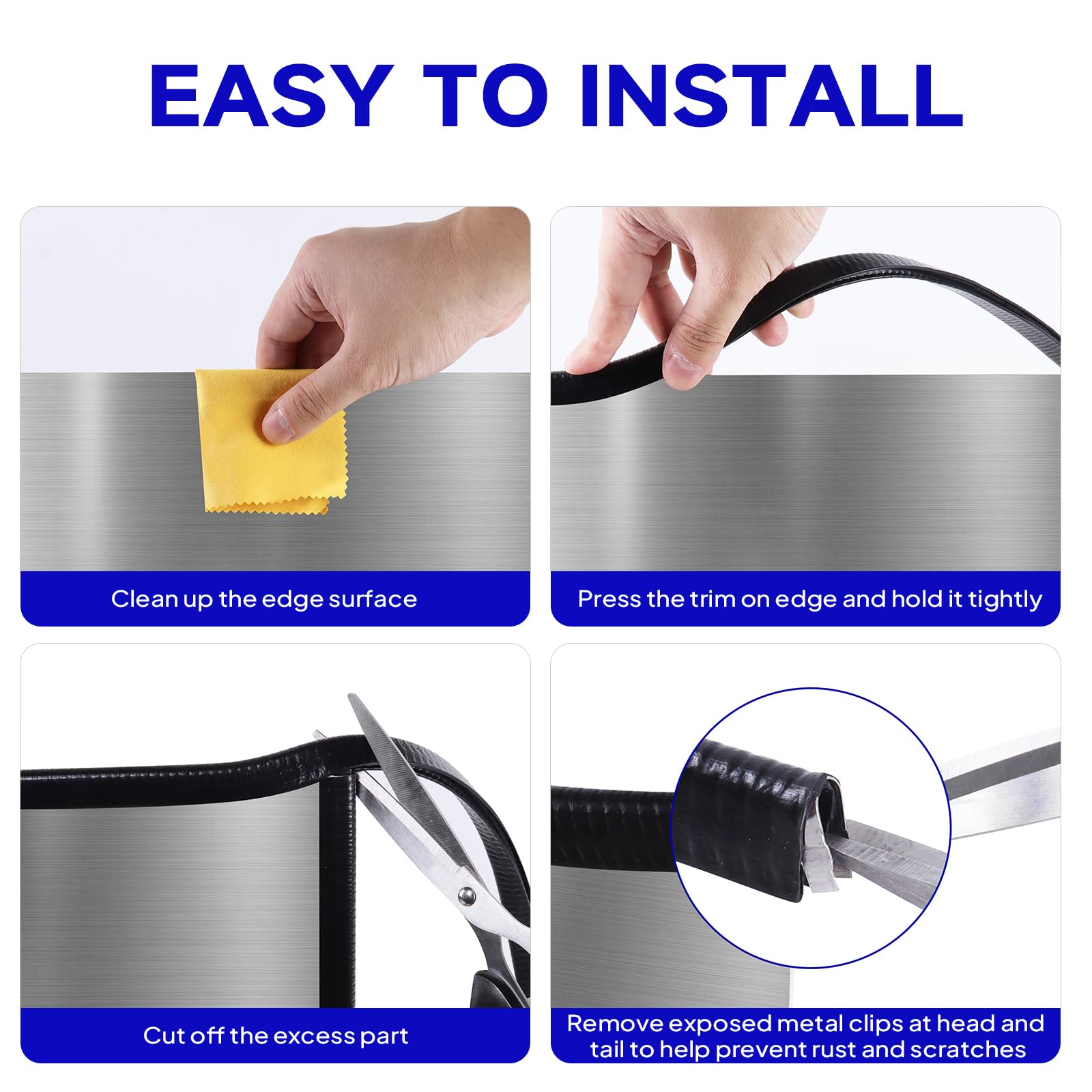 Large Round Rubber Edge Trim - Flexible Sealing Trim For PC Cases, Cars, DIY Projects