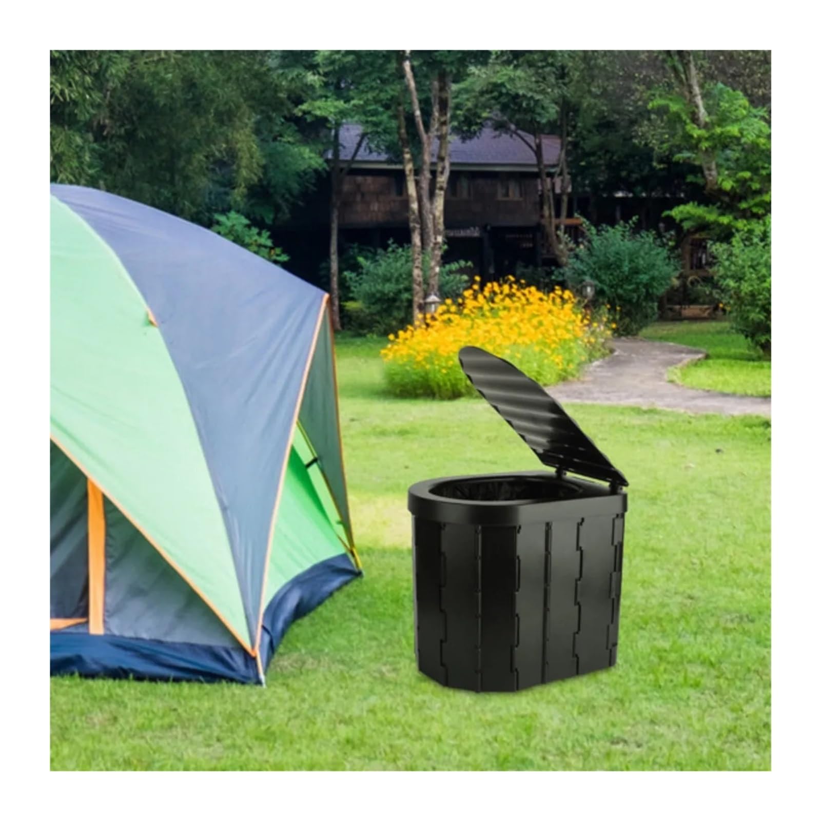 Inodoro Plegable Inodoro portátil de Camping for Adultos. Inodoro Plegable portátil con Tapa. Bolsa de Transporte. 1 Rollo de Bolsas de Basura.