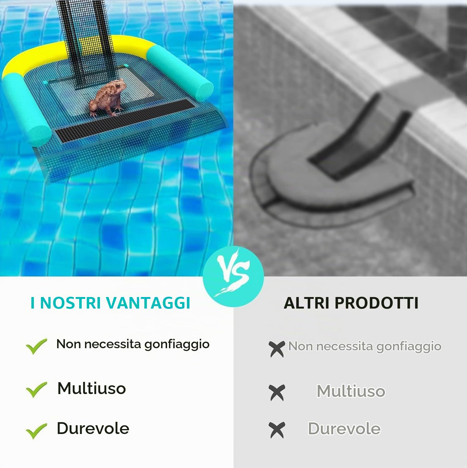Poolvio Rampa salva-animali per piscina, salva rane, rospi, topi, uccelli, in polietilene nero (PE), PVQWT-002