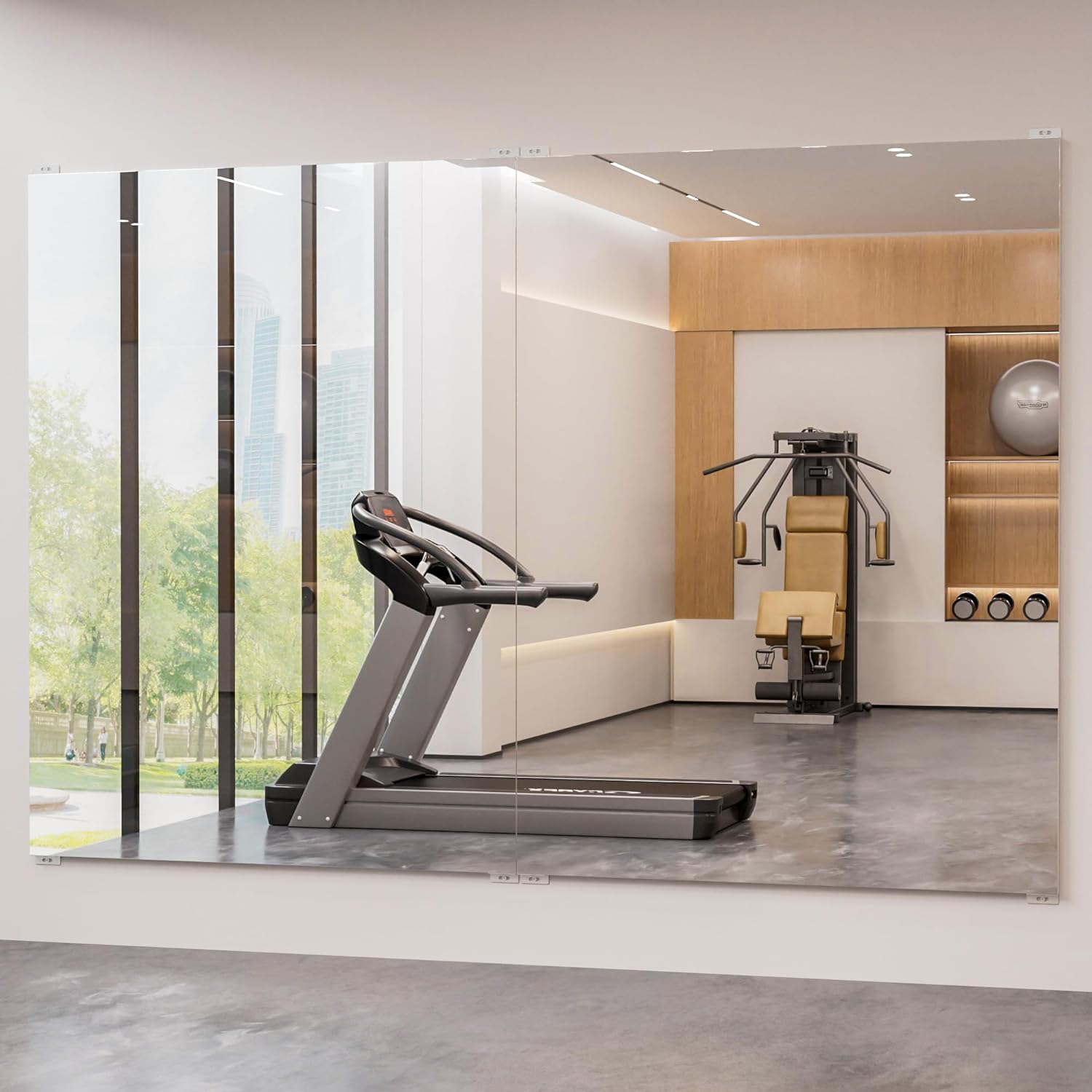 Gym Mirror - 48" x 72" (2PCS of 48" x 36") Frameless Wall Mirrors, Easy Installation, Shatterproof No Glass Mirror, HD Reflection, Ideal for Dancing, Yoga, Fitness, Rehearsing, Pilates, Home