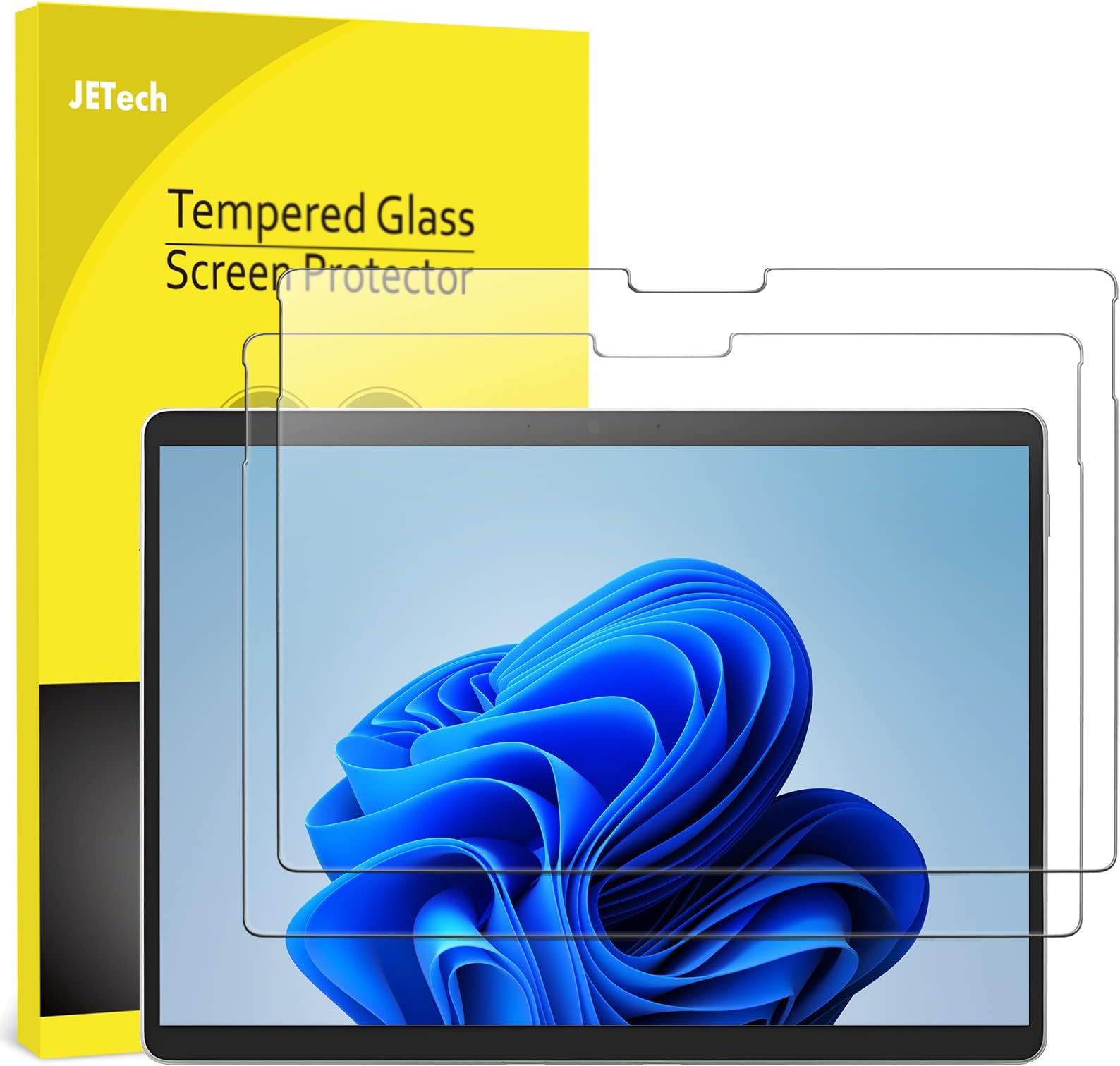 JETech Screen Protector for Surface Pro 8 2021 and Surface Pro X 2021/2019 13-Inch, 9H Tempered Glass Film, Surface Stylus Holder, HD Clear, Pack of 2