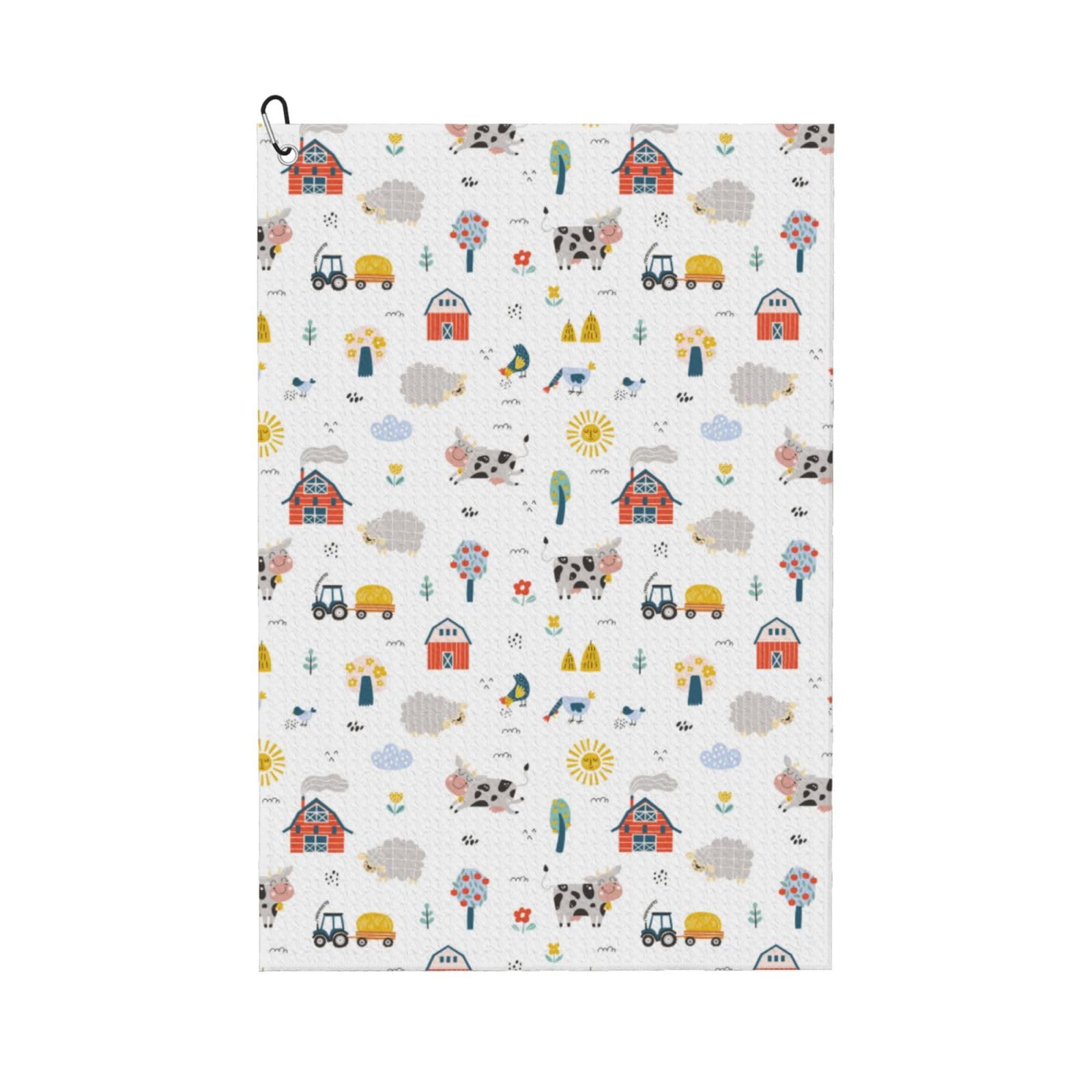 AOOEDM Farm Animals Print Golf Towel with Carabiner Clip Absorbent Microfiber Golf Towel for Cleaning Golf Ball Club Putter Iron for Golf Bag Trolly Belt Loop 16" X 24"