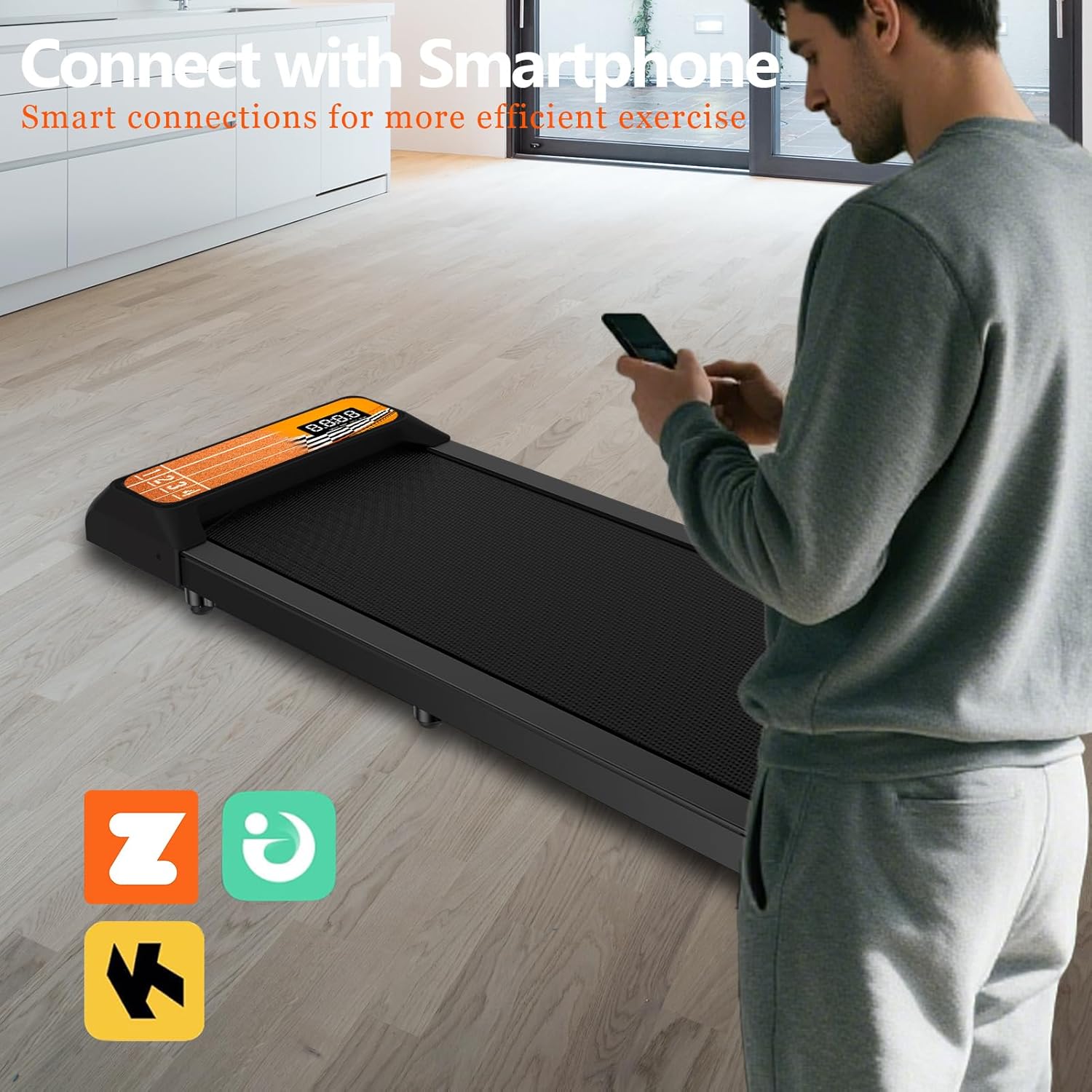 Walking Pad Treadmill with Incline, Small Treadmill, Low Noise, 2.5 Hp with Maximum Capacity of 265 Lbs APP & Remote Mini Treadmills for Home & Office