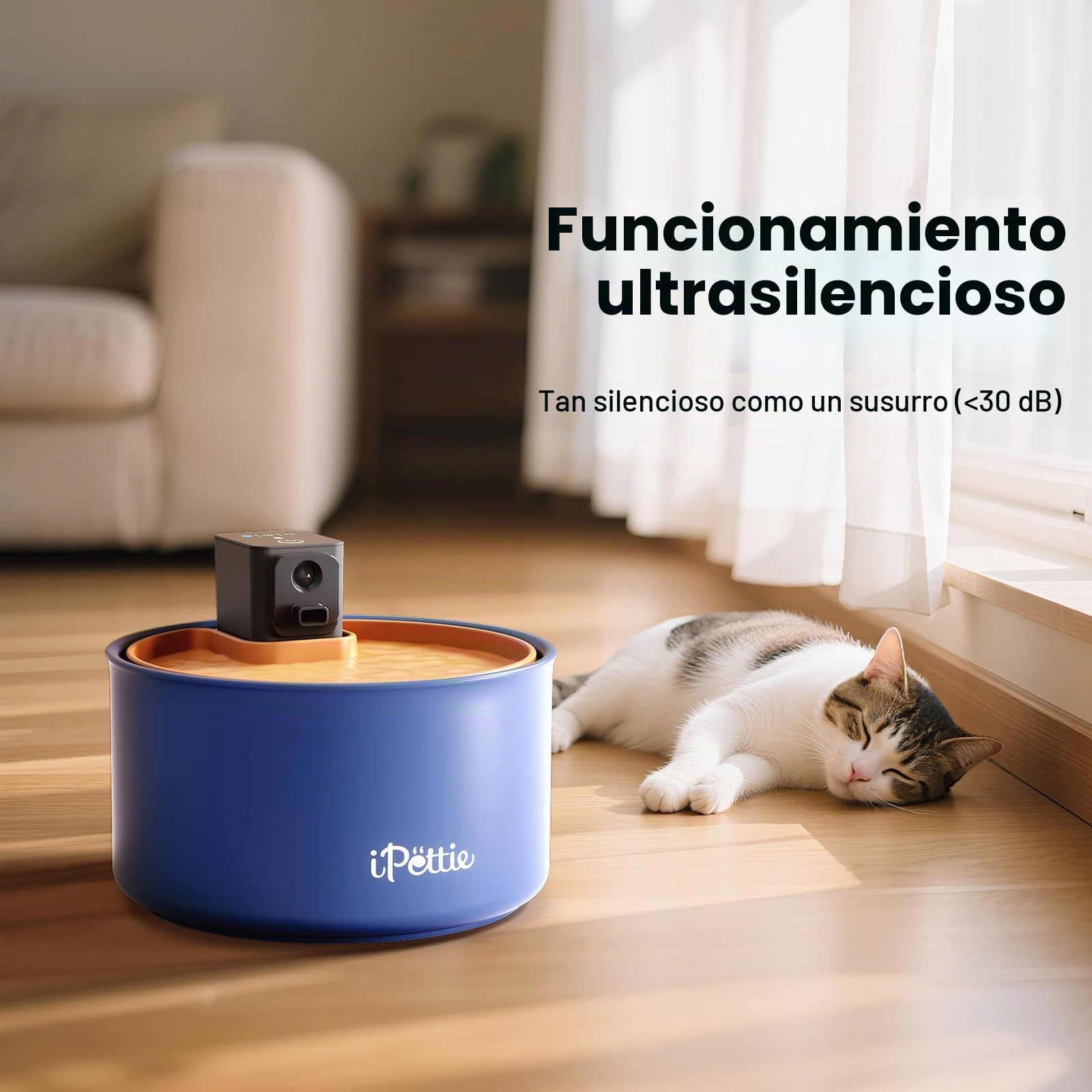iPettie Fuente de agua de cerámica para gatos, dispensador de agua inalámbrico de 3.5 L para mascotas con 3 modos de agua, bomba ultrasilenciosa, batería recargable de 3000 mAh, cerámica sin BPA y ABS