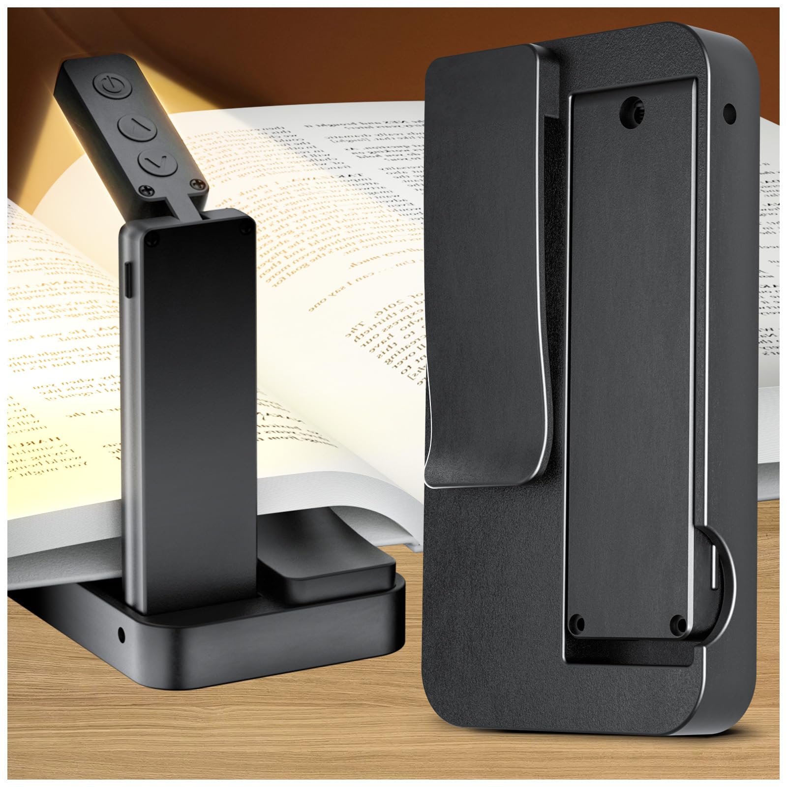 Lucarni Reading Light,Foldable Book Light,3 Color & Stepless Dimming Book Light for Reading at Night,700mAh Battery for Long-Lasting,Ultra Lightweight and Pocket-Sized for Book Lovers Gifts (Black)