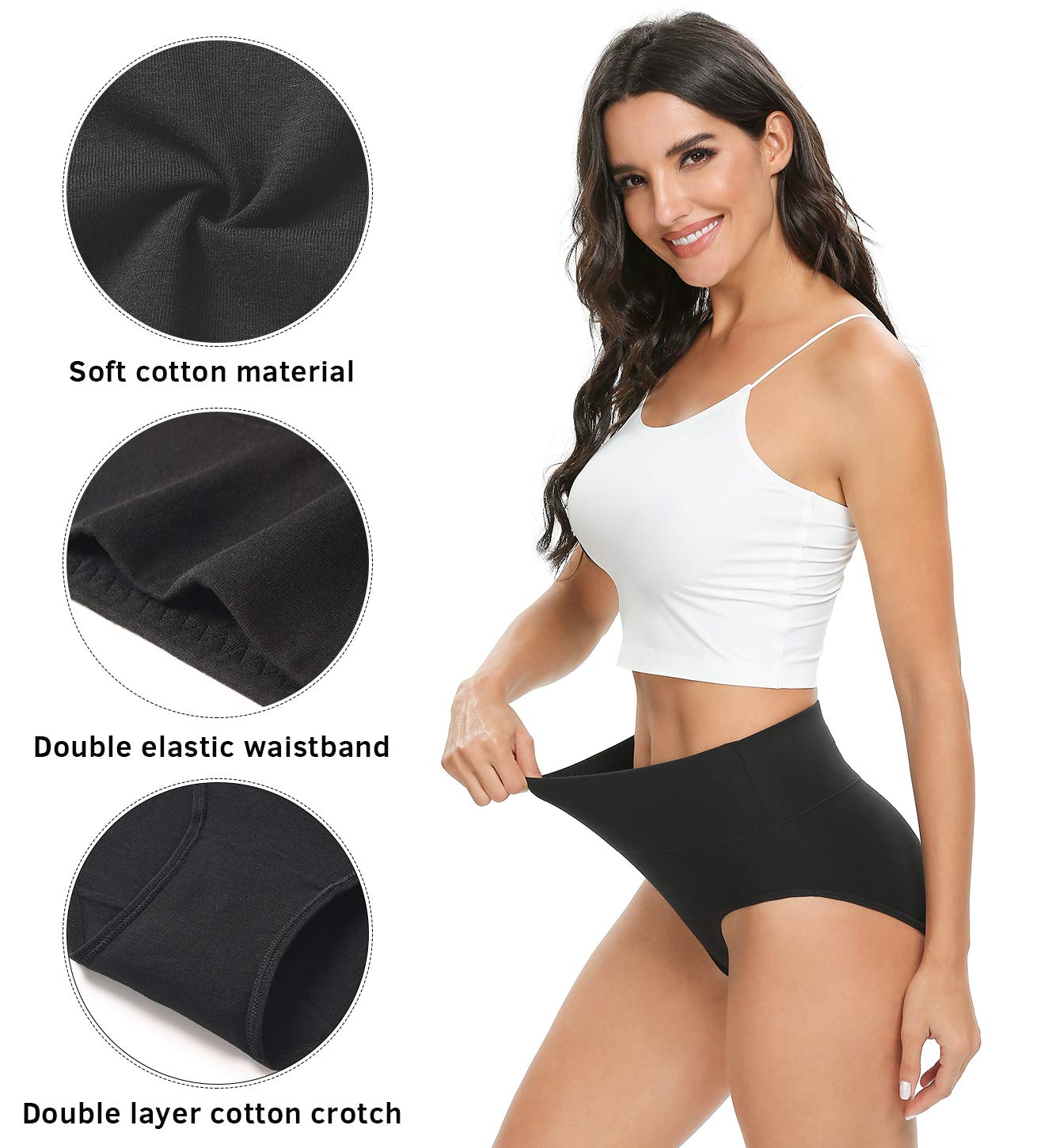 Xibing Damen Baumwolle Unterwäsche Weich Atmungsaktiv Hohe Taille Slips Full Coverage Panties Multipack
