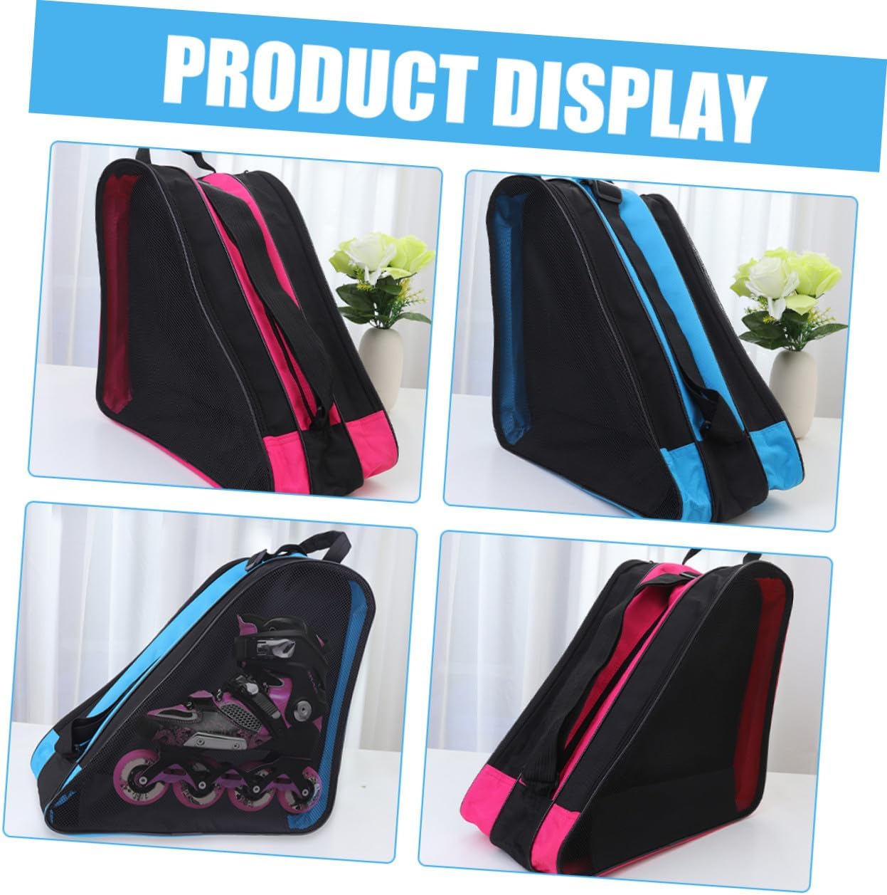 2Pcs Portable Roller Skates Pouch Thickened Skates Organizer with Shoulder Bag for Outdoor Use Bright Color Storage