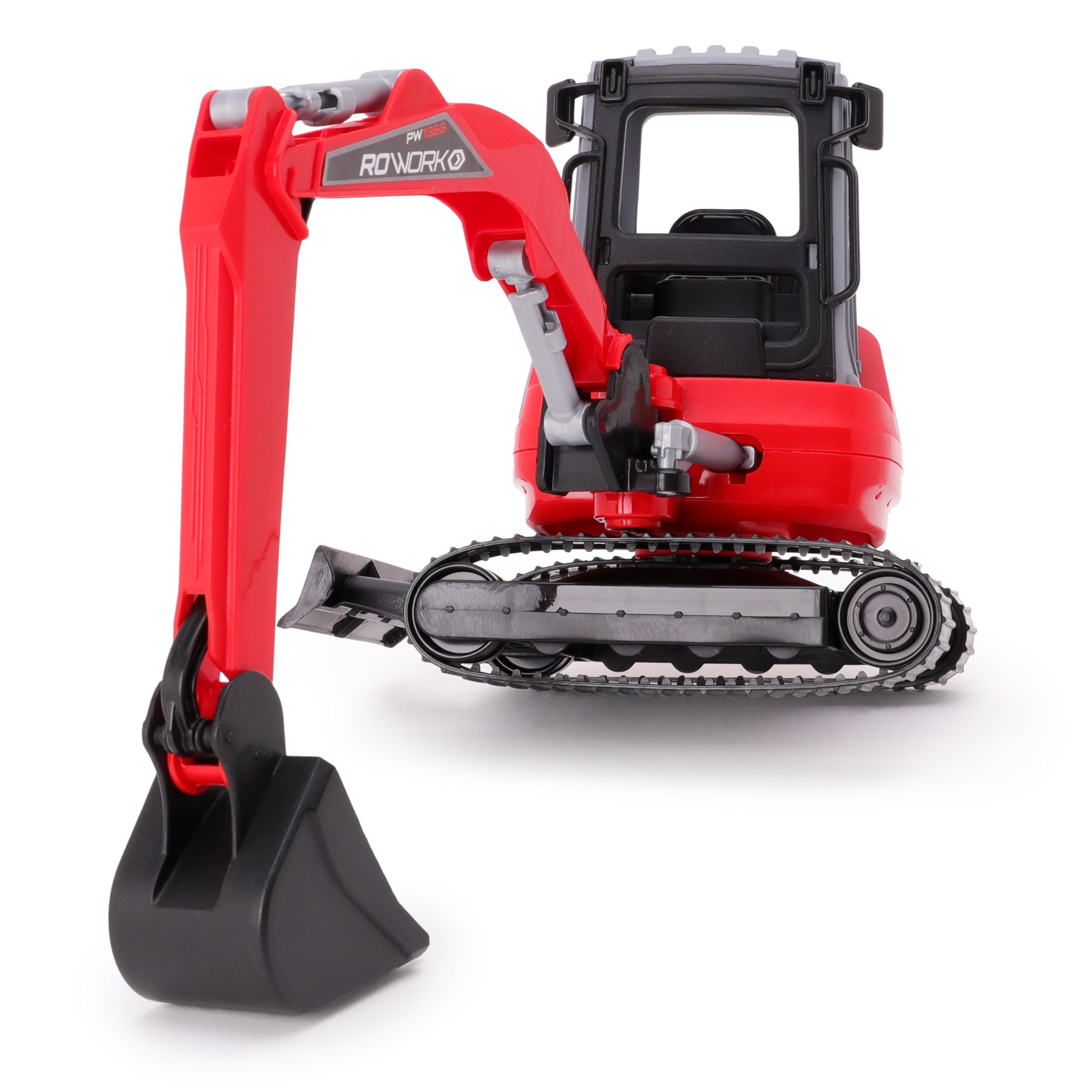 Toyland® 30 cm (12") - Jouet Pelle Rouge - Bras, Seau et Cabine Mobiles - Pistes de Travail - Échelle 1:16 - Jouets de Construction