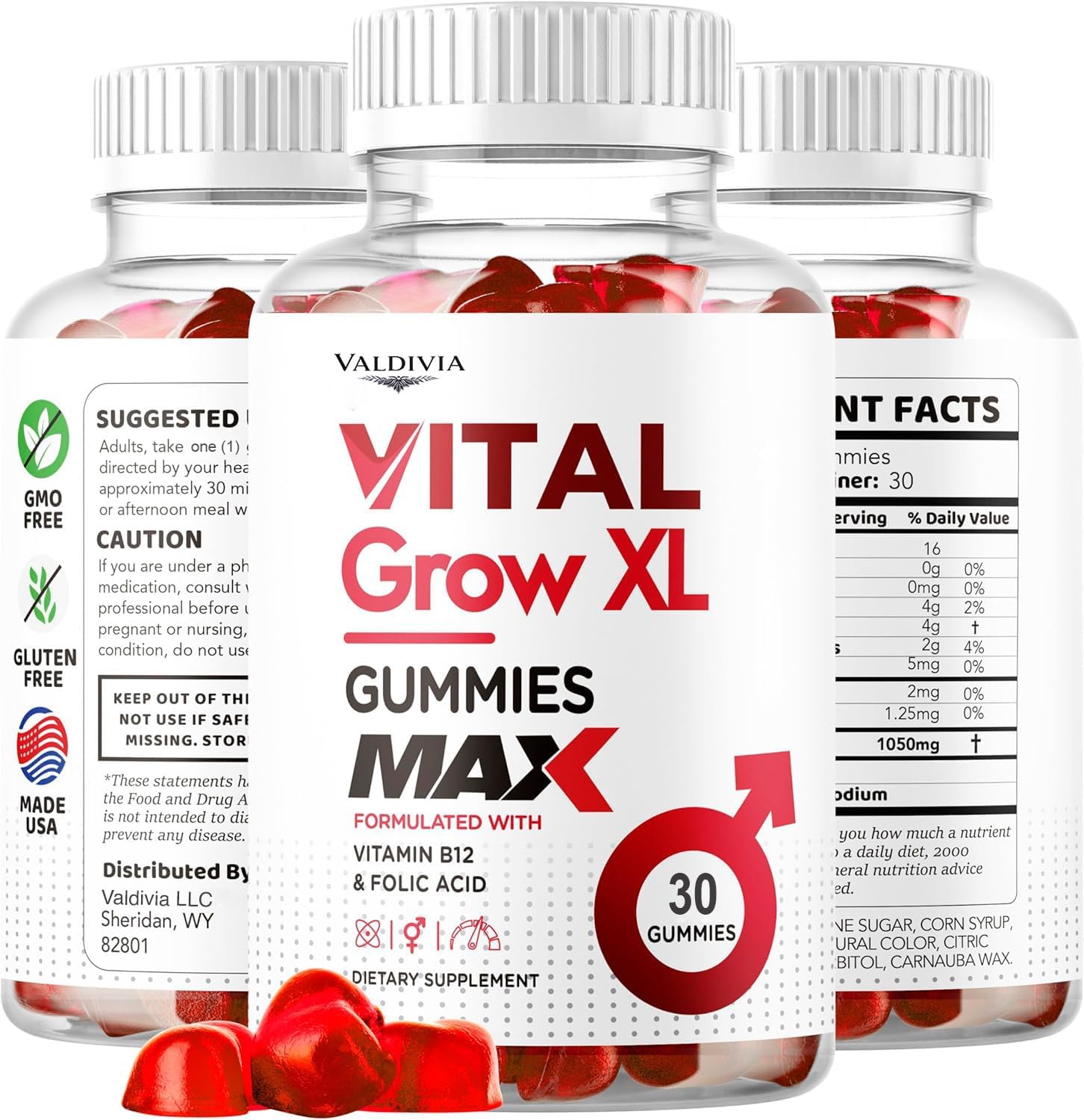 (5 Pack) Vital Grow XL Male Gummies - Men's Performance Gummies, Vital GrowXL Blend, Vital Growth Gummy Advanced Formula, 150 Gummies for 5 Months