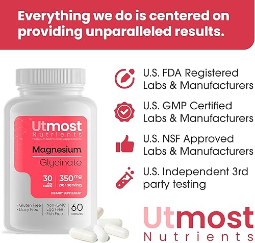 Miniatura 7 de Suplemento de glicinato de magnesio - Solo 1 cápsula  175 mg de magnesio absorbible (350 mg en 2 cápsulas) sin OMG, sin gluten, sin alérgenos