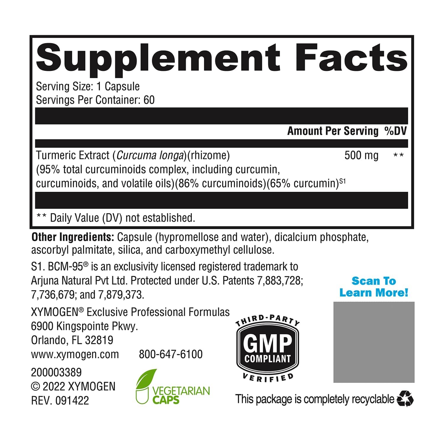 XYMOGEN CurcuPlex-95, 60 Capsules — Amazon image 2