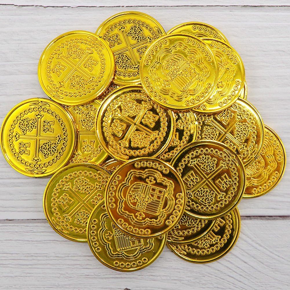 Amazon.co.jp: 金貨玩具 おもちゃ 海賊 コイン クロス プラスチック 偽 お金 海賊ゲーム ボードゲーム コスプレ小物 100枚入 :  おもちゃ