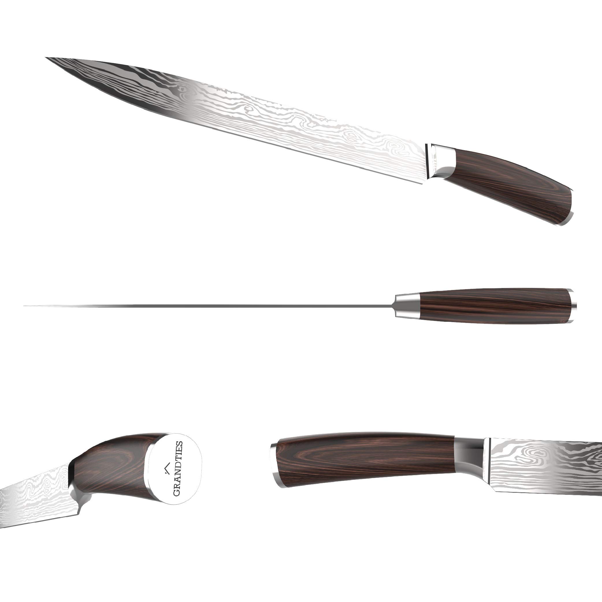 GRANDTIES Damascus Style Slicing Carving Knife with Gift Box, 10 Inch — Amazon image 4
