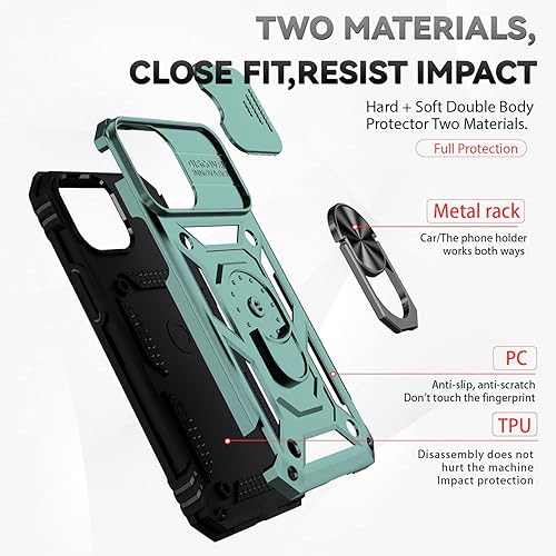 Miniatura 6 de Hitaoyou Funda para iPhone 13 Pro, funda para iPhone 13 Pro con cubierta de cámara y soporte de grado militar a prueba de golpes resistente con