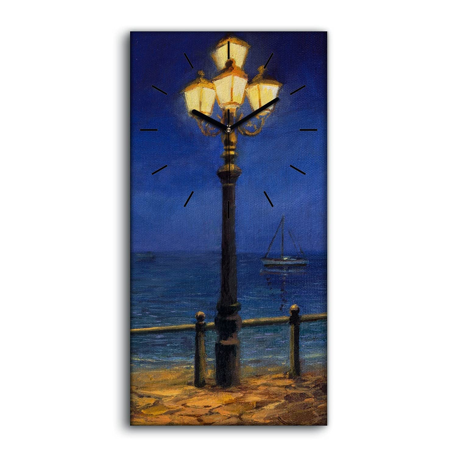 Horloge sur Toile Amalfi 30x60cm avec aiguilles noires pour décoration murale de salon