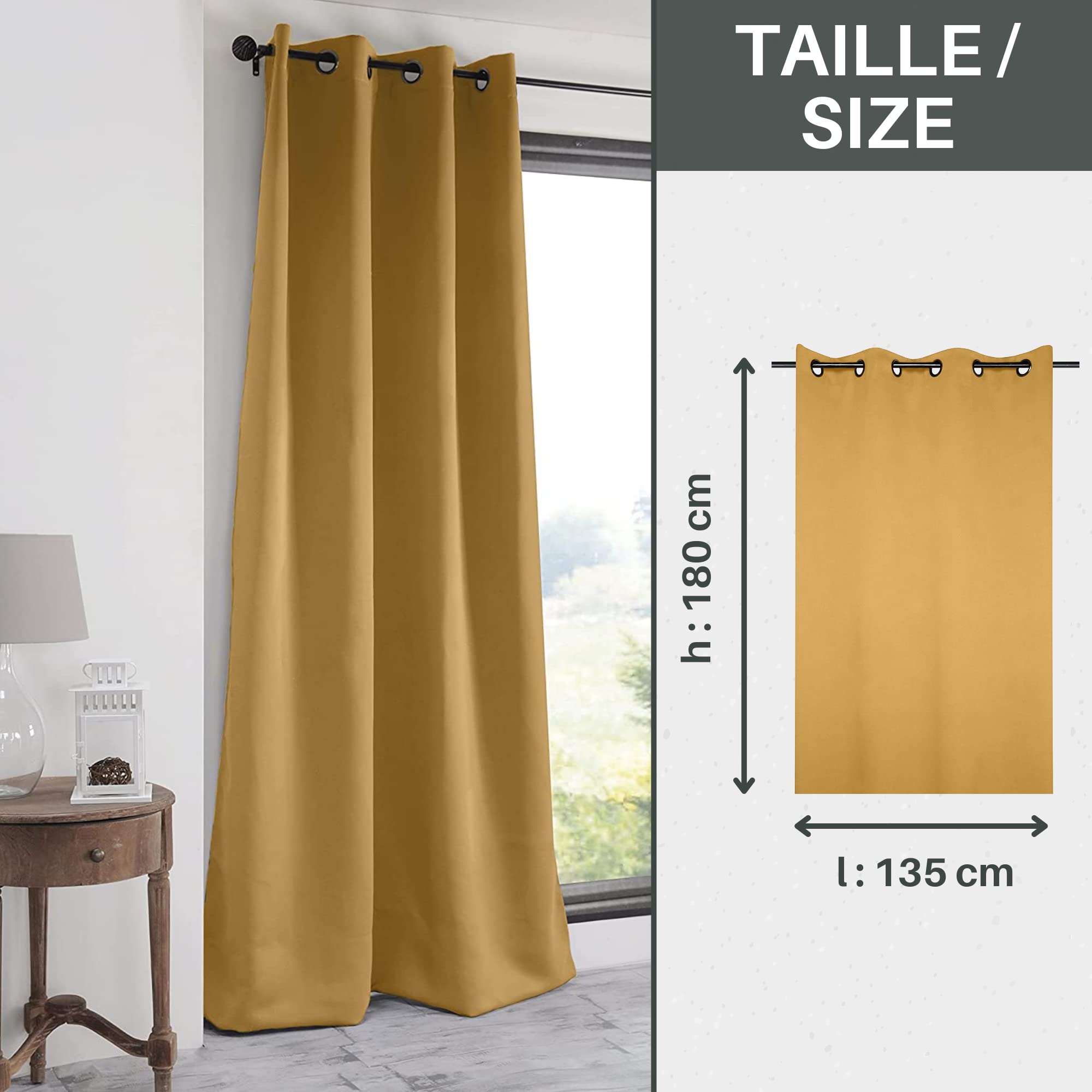 Home Collection NOT126 Tenda Da Notte Oscurante In Poliestere Marrone, Con Anelli, 135x280 Cm - 3