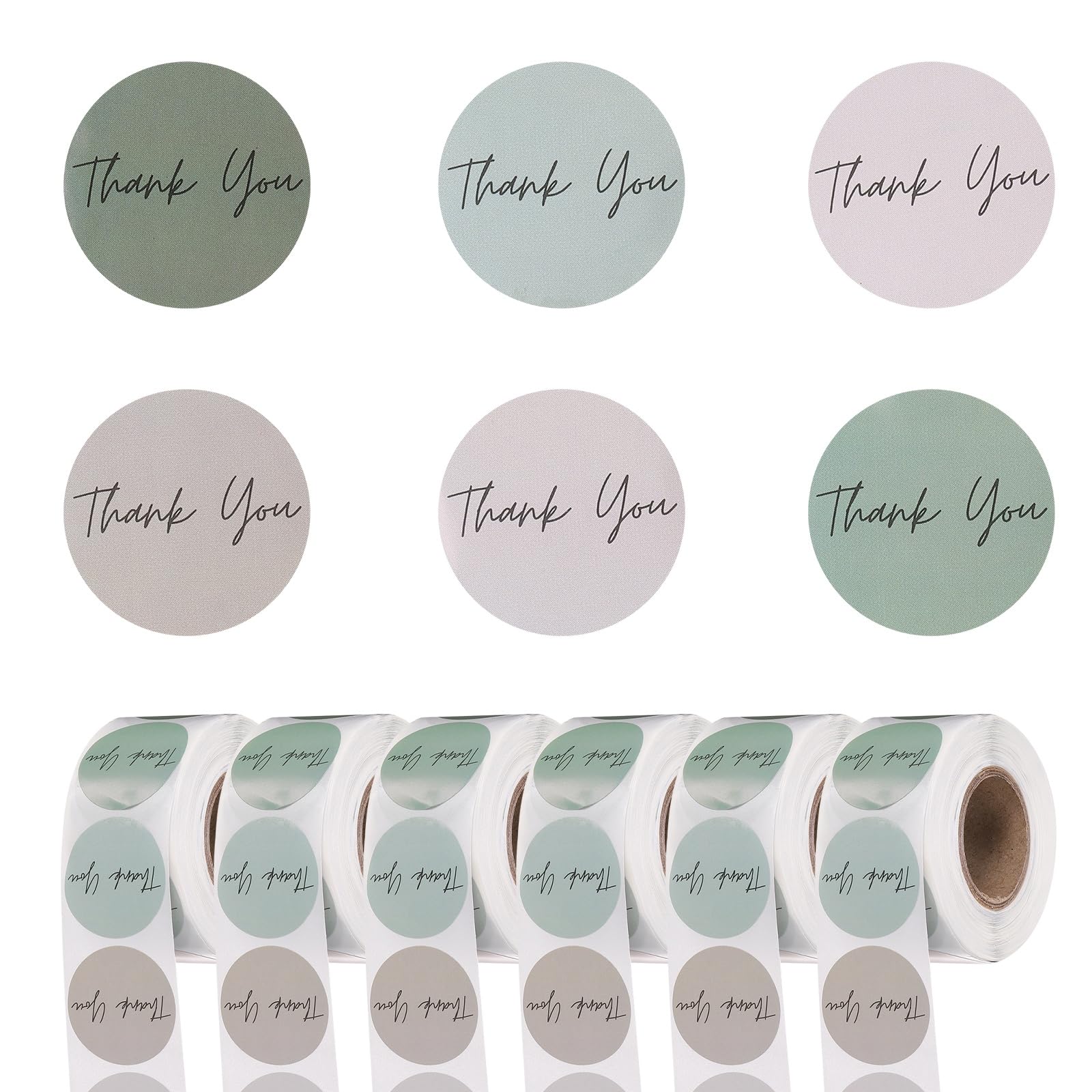 PATIKIL 3000Pcs Thank You Stickers, 1" Round Self-Adhesive Envelopes Seal Labels for Crafts Small Business Invitation Cards Wedding Gift Tag Packaging, Green Colorful Tone