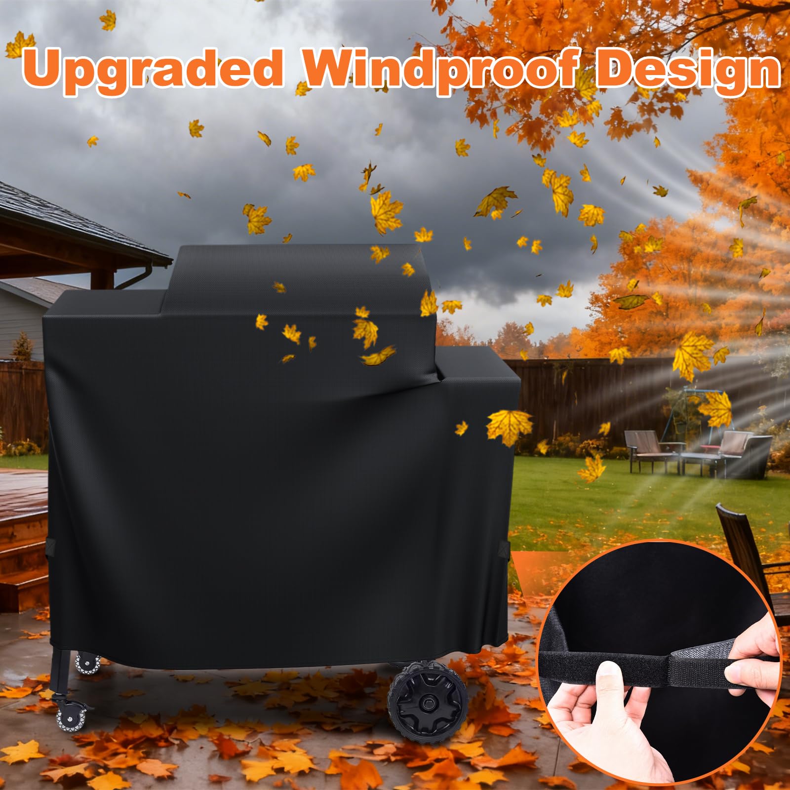 Grillabdeckung für Brisk It Zelos-450 Elektrischer Holzpellet-Räuchergrill, 600D Heavy Duty Wasserdicht UV-beständige Smoker Abdeckung, Outdoor Grill Zubehör