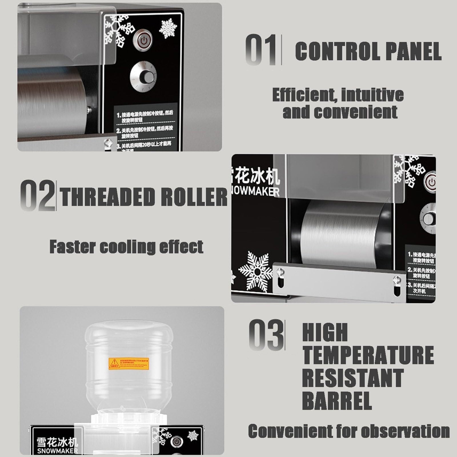 Máquina de Hielo raspado, máquina de Hielo en Copos de Nieve, refrigeración por Aire for Tiendas de postres, Food Trucks, restaurantes, Tiendas de té con Leche, etc.(Smartmodel,60kg)