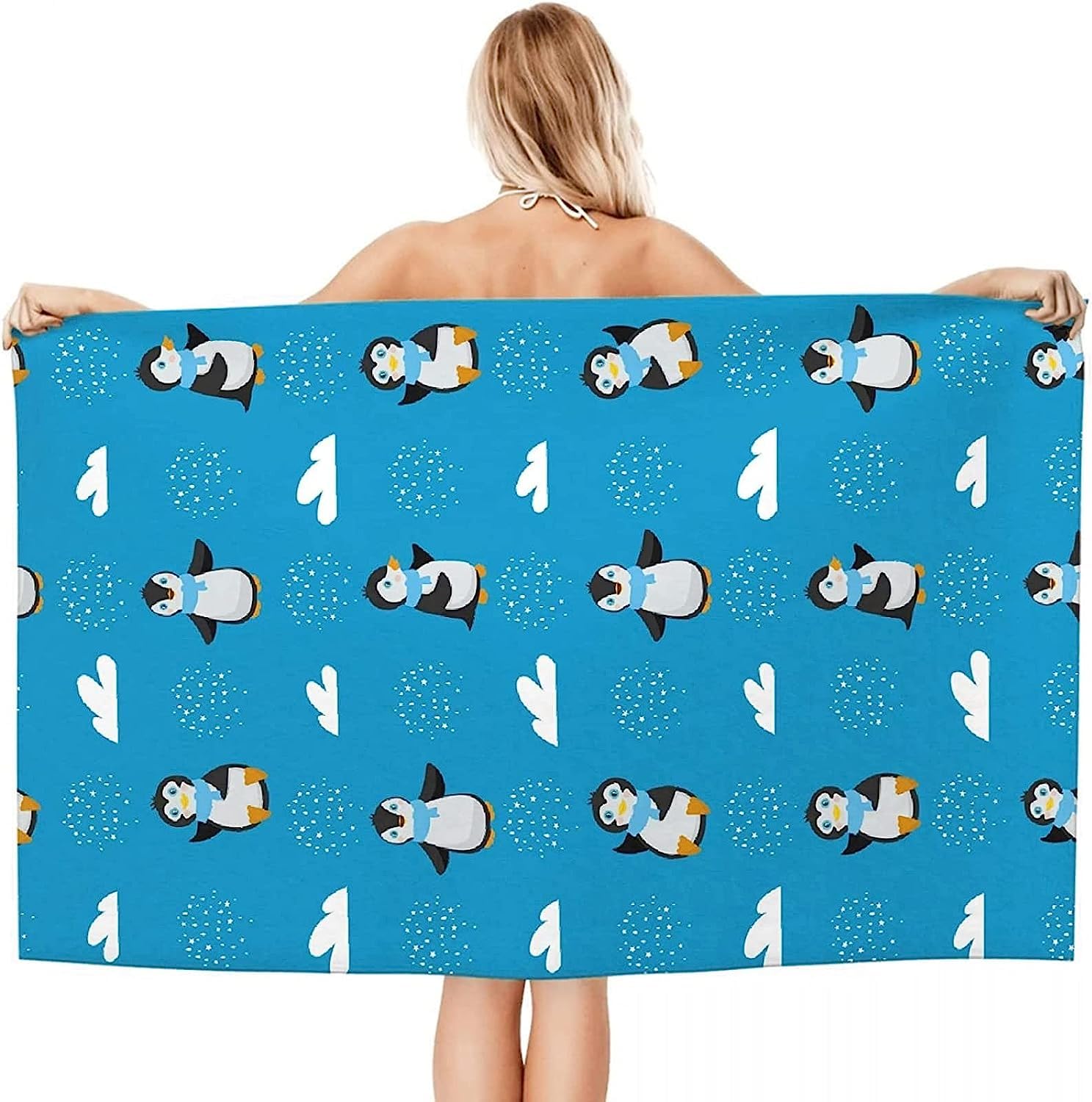 Telo Mare Microfibra Grande Pinguino Animale Dei Cartoni Animati 200 X 200 Cm, 3D Telo Mare Leggero Antisabbia Per Donna Uomo, Asciugamano Microfibra Asciugatura Rapida Per Bagno, Spiaggia, 0Q4X/J1U