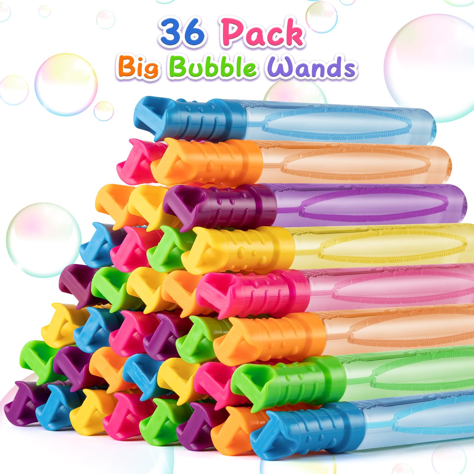Paquete de 36 varitas de burbujas grandes a granel en 6 colores, ideales para Pascua, verano, Halloween, San Valentín, premios escolares
