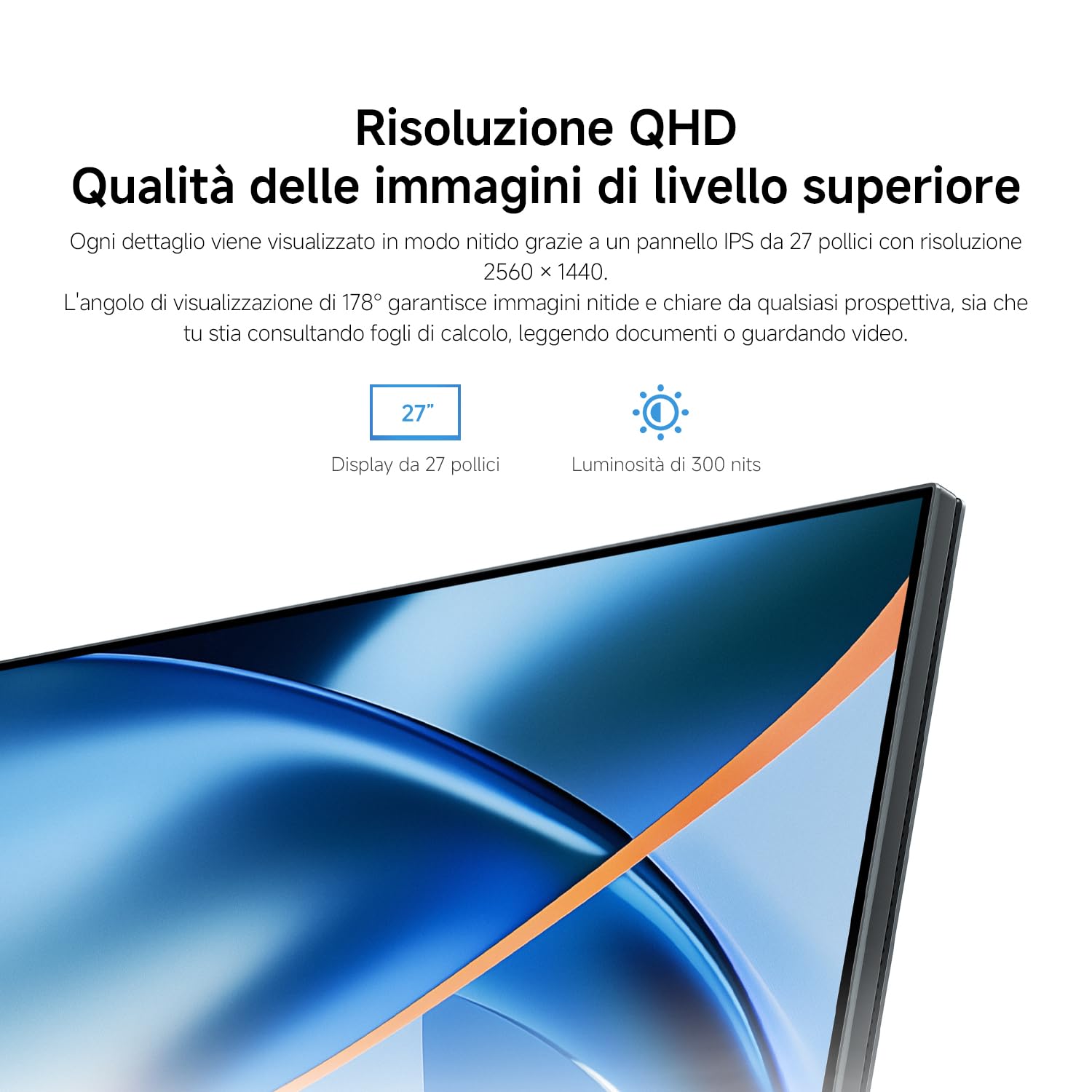 XIAOMI A27Qi 2026 Monitor QHD 2K da 27 Pollici, 120Hz, HDR10, IPS, 100% sRGB, 95% DCI-P3, Certificazione TÜV Hardware Low Blue Light (2560 x 1440/HDMI 2.0/DP 1.4)