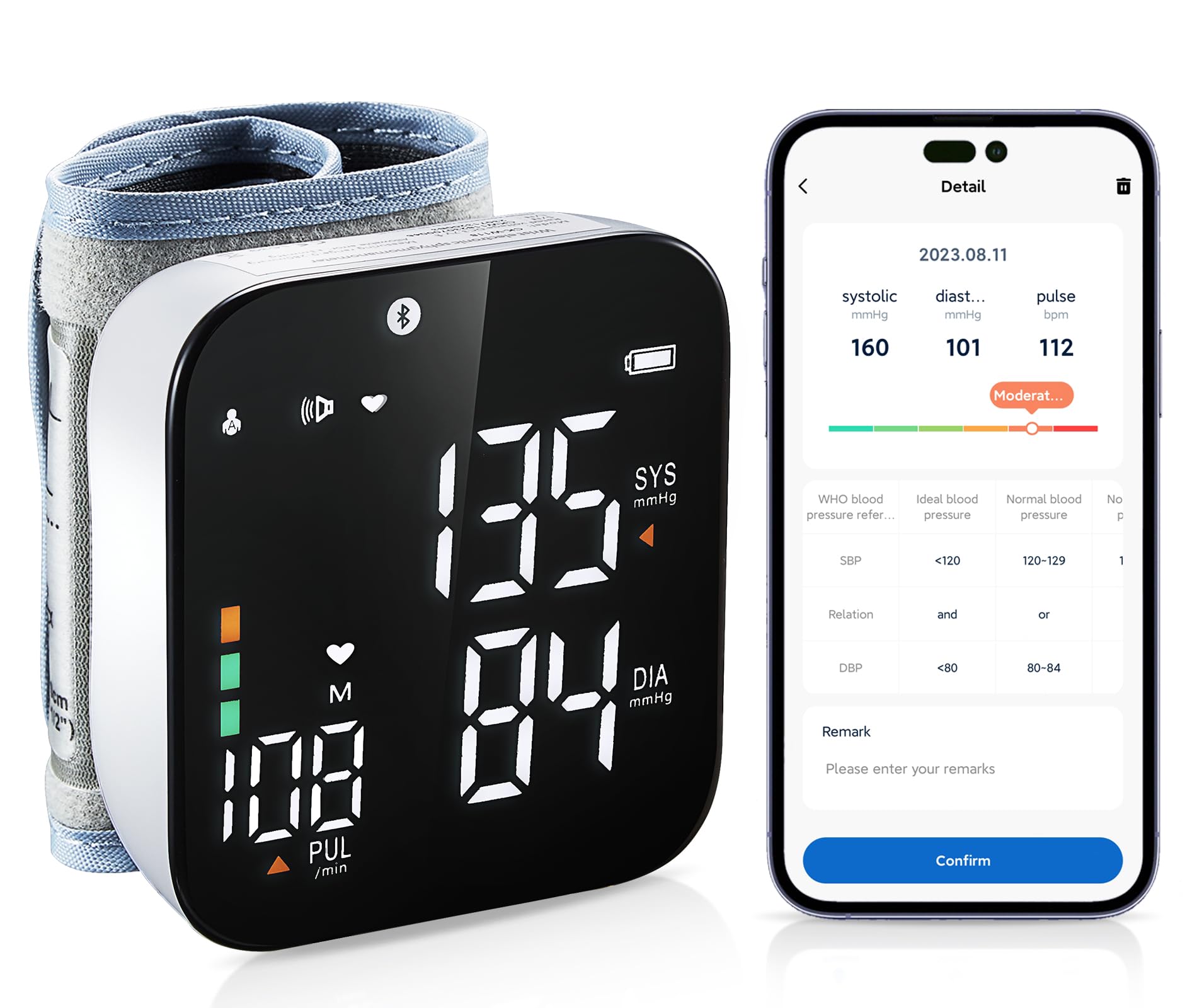 Merdary Blood Pressure Cuff Wrist with Tuya App?FDA Registered Wrist Blood Pressure Monitor?Weekly/Monthly/Annual Statistics, Download and Share Data with Doctors?Also Standalone Use?Lithium Battery