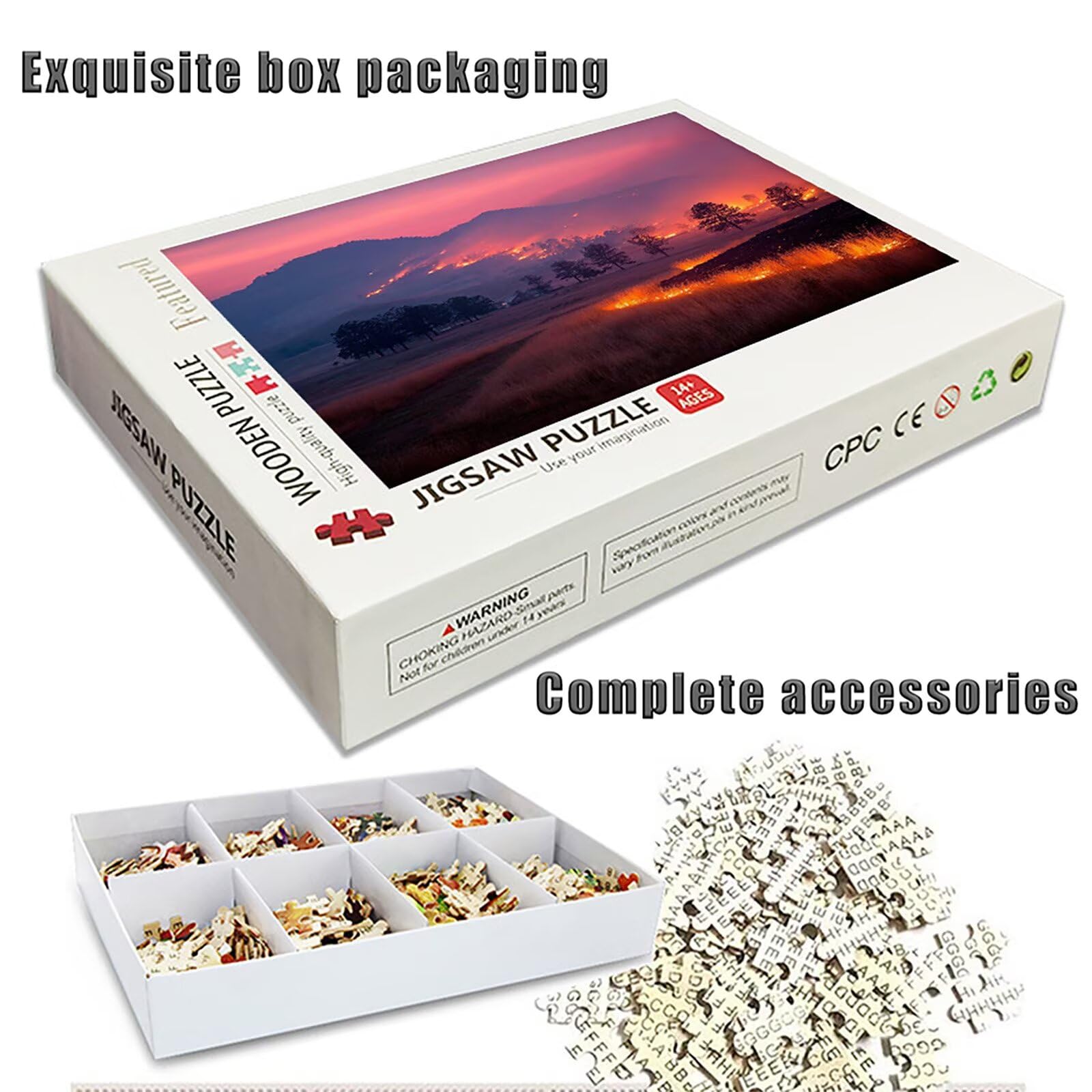 Livre Puzzle 6000 pièces Adultes, Puzzle Bois 179x105cm, Adultes Jeu éducatif Défi énigme avec Une Boîte d'emballage Exquise, Jeu Relaxant Détente Collection, été Decoration Chambre, (Flamme) 1-4950