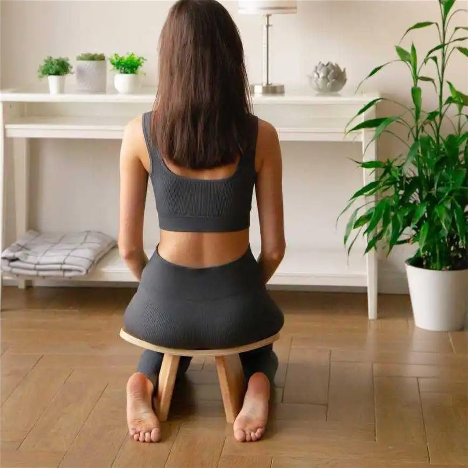 Zafu Meditación Silla portátil de Madera Maciza for Yoga con diseño ergonómico Perfecta for la Vida meditación Ideal(Color 01 42x21x23cm)