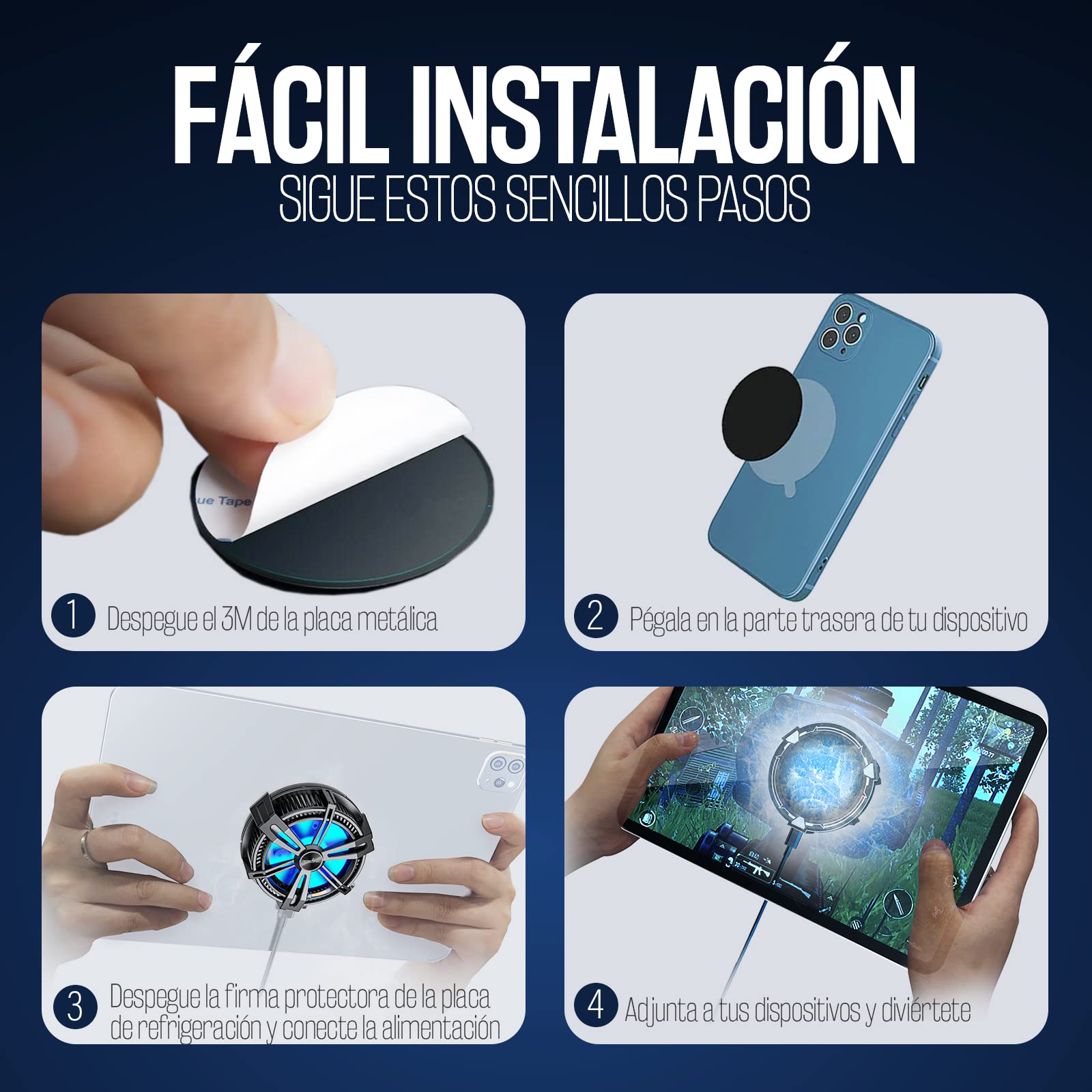 TRILINK Ventilador Movil, Enfriador de teléfono/tableta, Refrigerador para Movil Magnético para iPhone/Android Smartphone/iPad, Phone cooler - iPhone12 y 13 MagSafe - Radiador de teléfono para Gaming