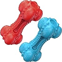 Vista 8 de SCHITEC - Juguete masticable para perros con sonido, hueso de goma natural resistente y duradero con cepillo de dientes, indestructible