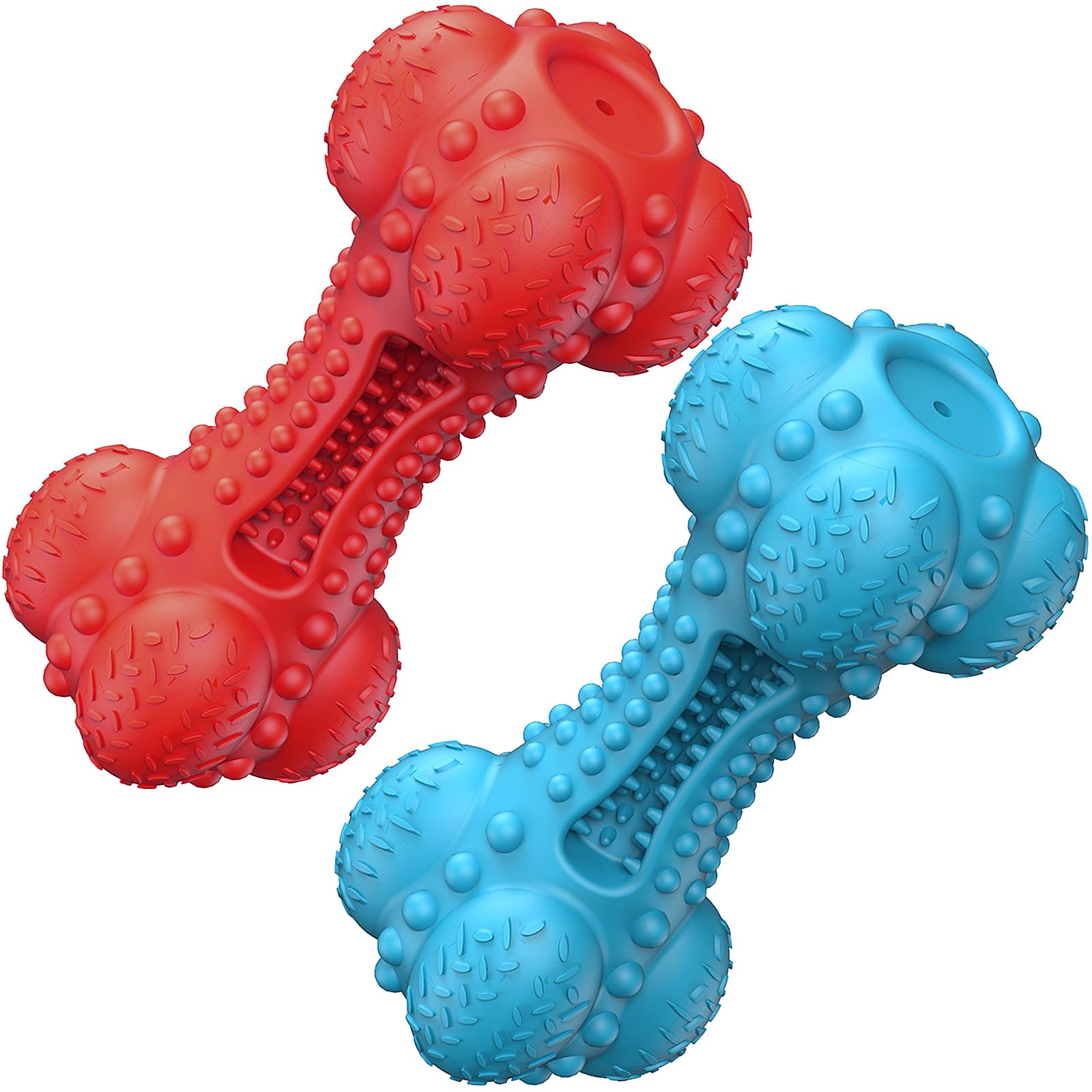 SCHITEC Lot de 2 jouets couineurs à mâcher pour chiens agressifs de grande race, os interactifs en caoutchouc pour chiens de grande et moyenne taille