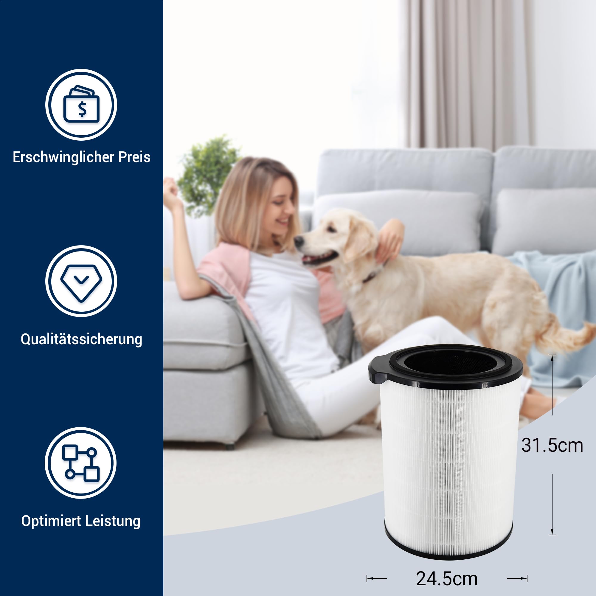 Comedes Ersatzfilter passend für Philips Luftreiniger AC3033/10, AC3036/10 3000(I), Zubehör für