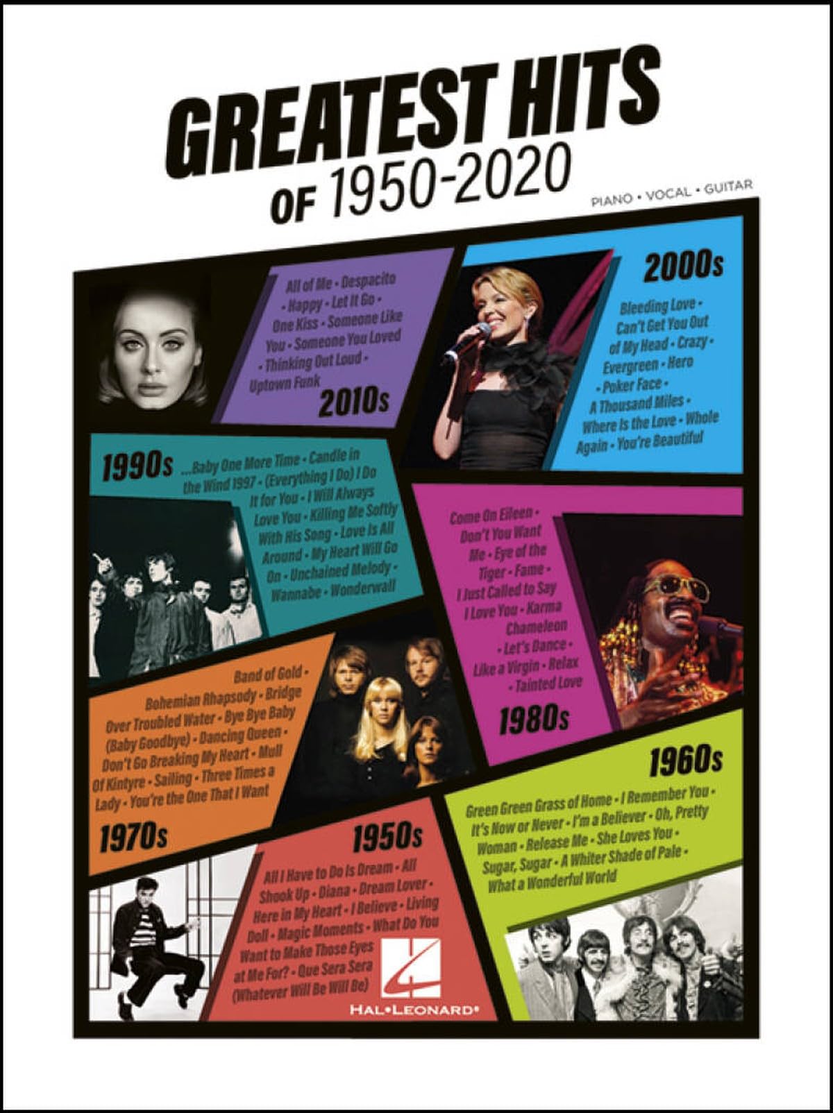 Greatest Hits of 1950-2020. Piano, Vocal and Guitar