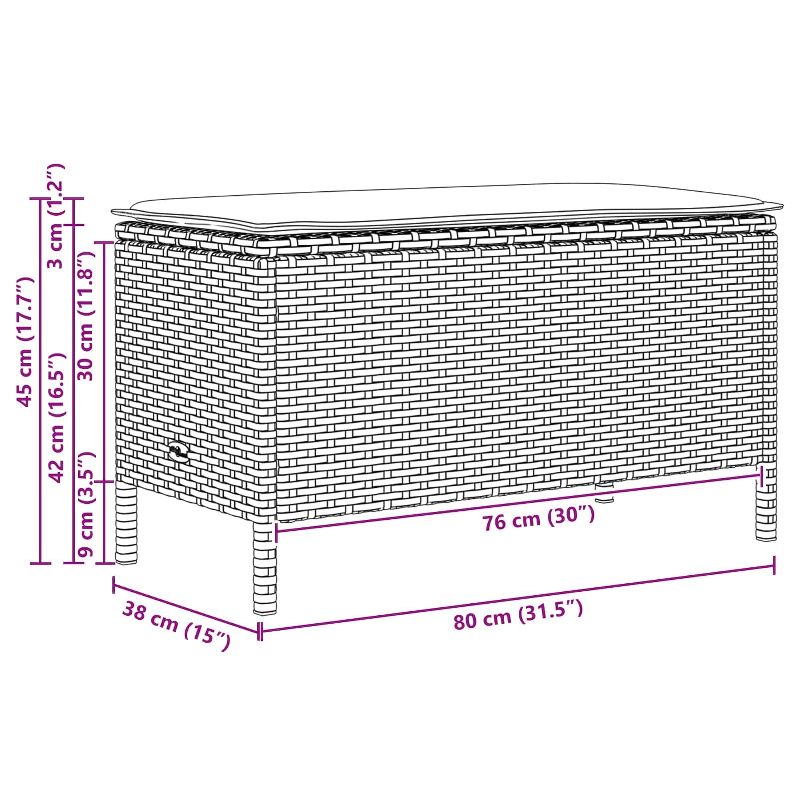 Fengshui Taboret ogrodowy czarny turkusowy 80 x 38 x 42 cm polietylen