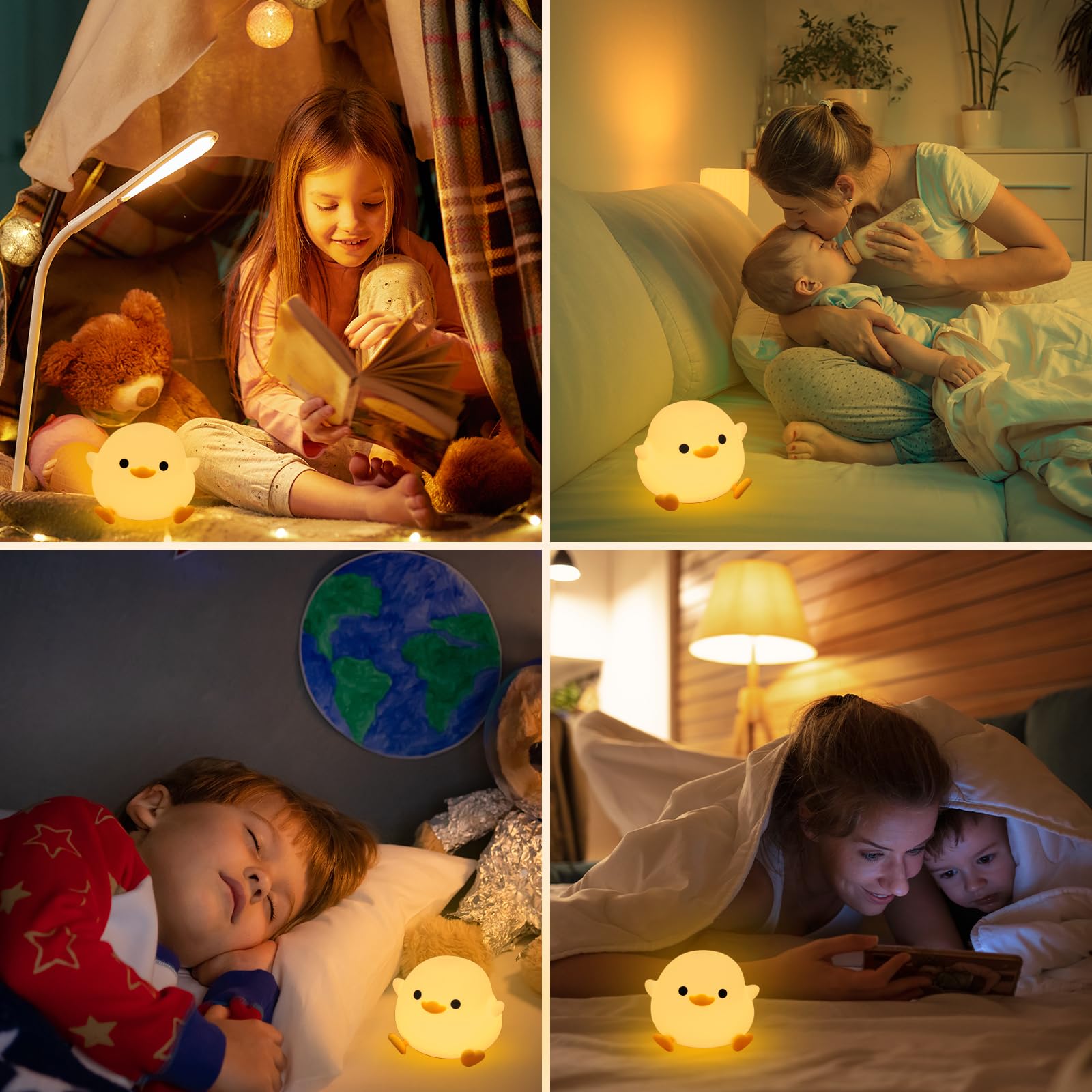 NAJILI Luce Notturna Bambini, Lampada Anatra Bambini Carina LED con Funzione Timer 20 Minuti, Controllo Touch, Portatile, USB Ricaricabile, Dimmerabile, di Compleanno e di Natale per Bambini e Neonati